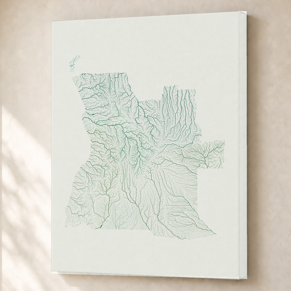 Quadro dos rios de Angola — Verde jade e porcelana, Sem margem — Canvas — 3x4