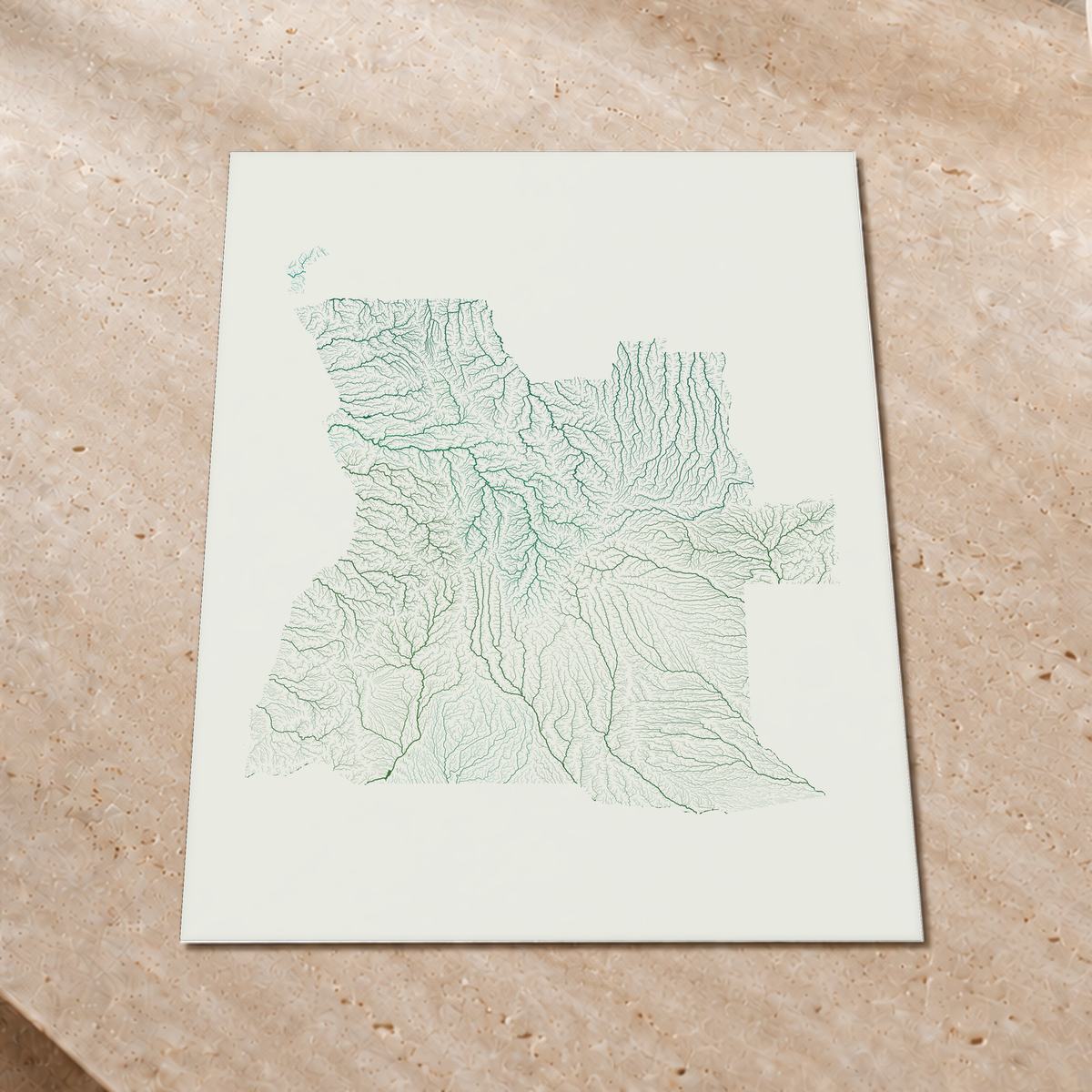 Quadro dos rios de Angola — Verde jade e porcelana, Sem margem — Fine art print — 3x4