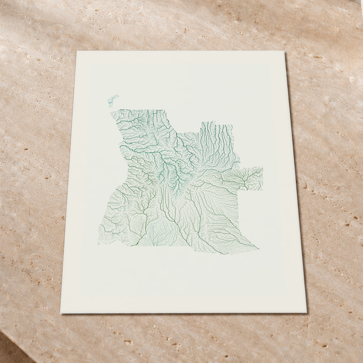 Quadro dos rios de Angola — Verde jade e porcelana, Margem branca — Fine art print — 3x4