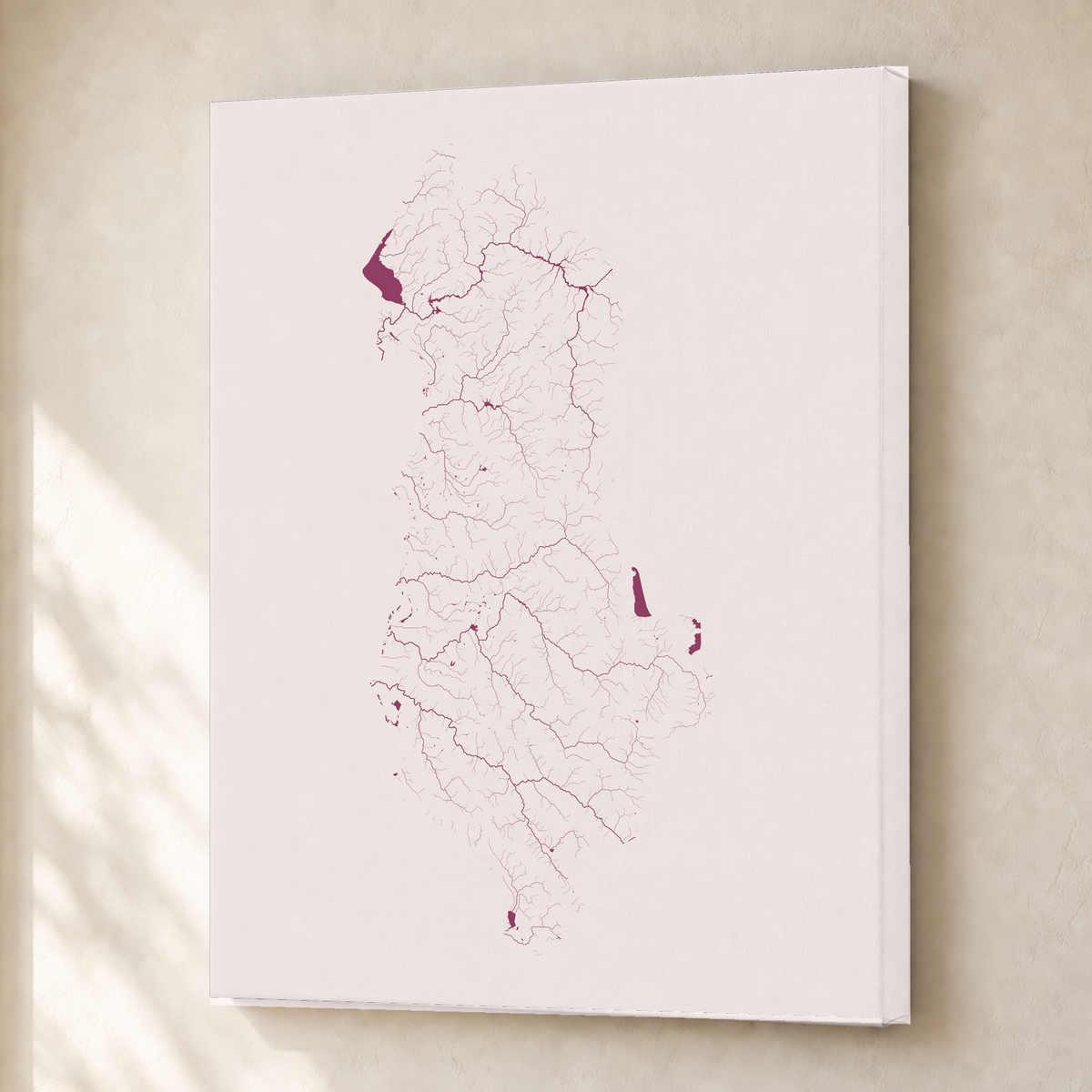 Beautiful Rivers — Albânia — Ameixa e rosé, Canvas · 30 × 40 cm, Sem margem