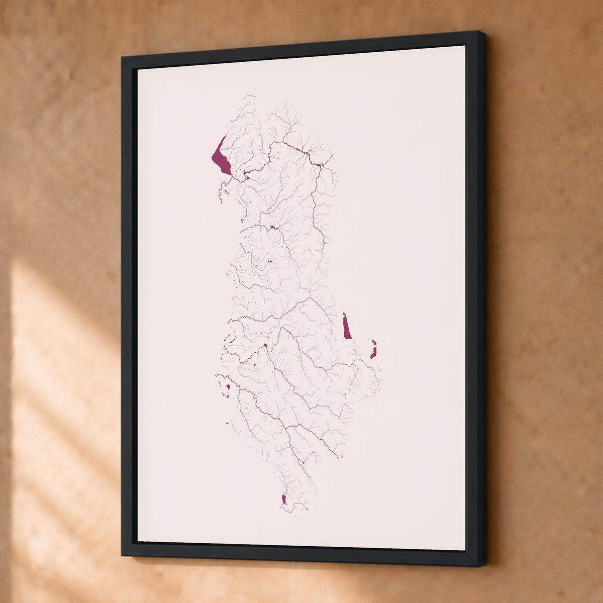 Beautiful Rivers — Albânia — Ameixa e rosé, Fine art emoldurado · 30 × 40 cm, Preto · Sem margem