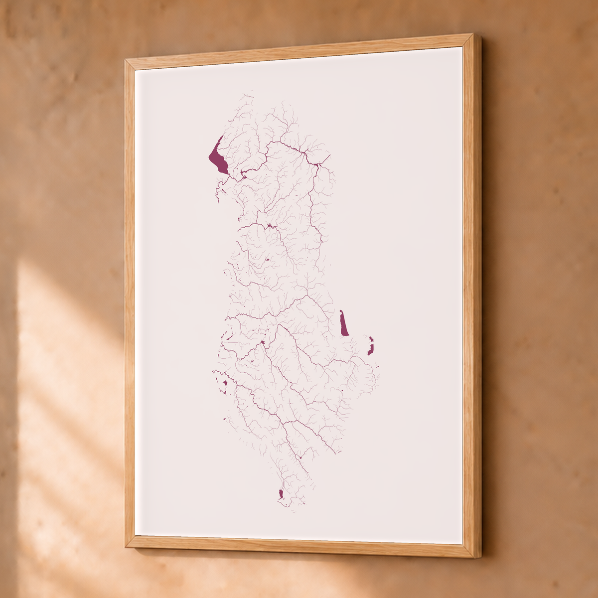 Beautiful Rivers — Albânia — Ameixa e rosé, Fine art emoldurado · 30 × 40 cm, Natural · Sem margem