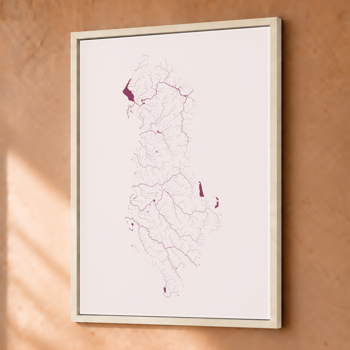 Beautiful Rivers — Albânia — Ameixa e rosé, Fine art emoldurado · 30 × 40 cm, Branco · Sem margem