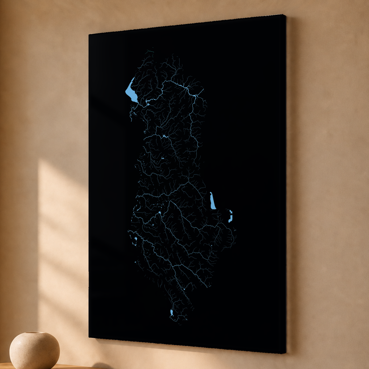 Beautiful Rivers — Albânia — Neon hidrográfico, Acrílico · 40 × 60 cm, Sem margem