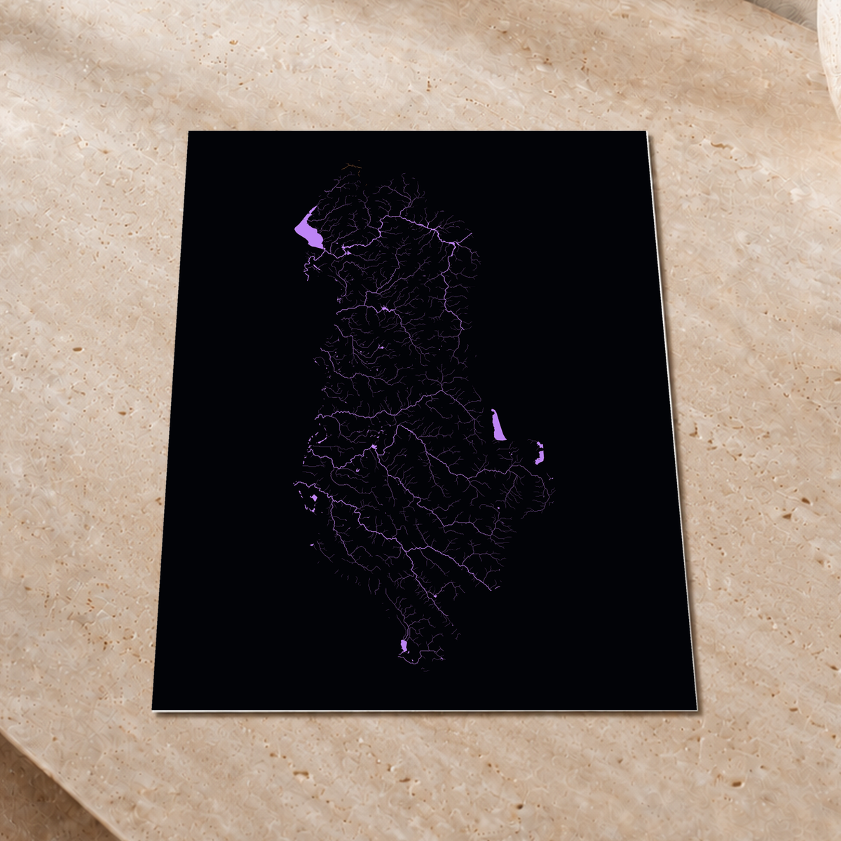 Beautiful Rivers — Albânia — Neon por território, Impressão fine art · 30 × 40 cm, Sem margem