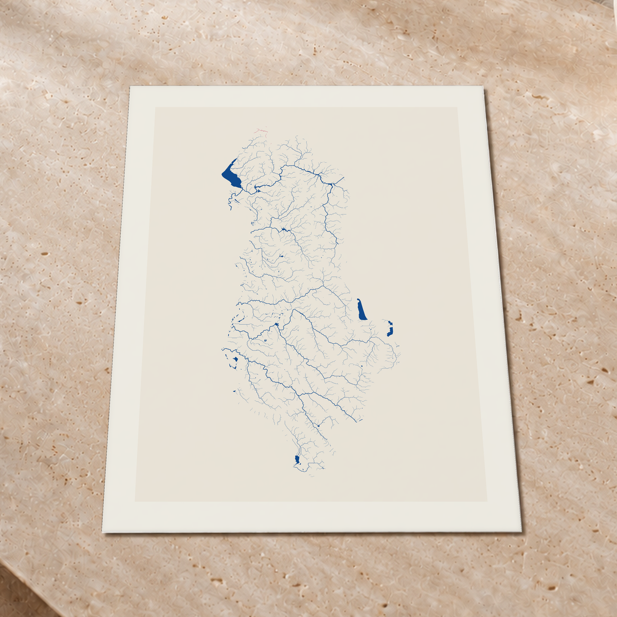 Beautiful Rivers — Albânia — Risografia, Impressão fine art · 60 × 80 cm, Margem branca