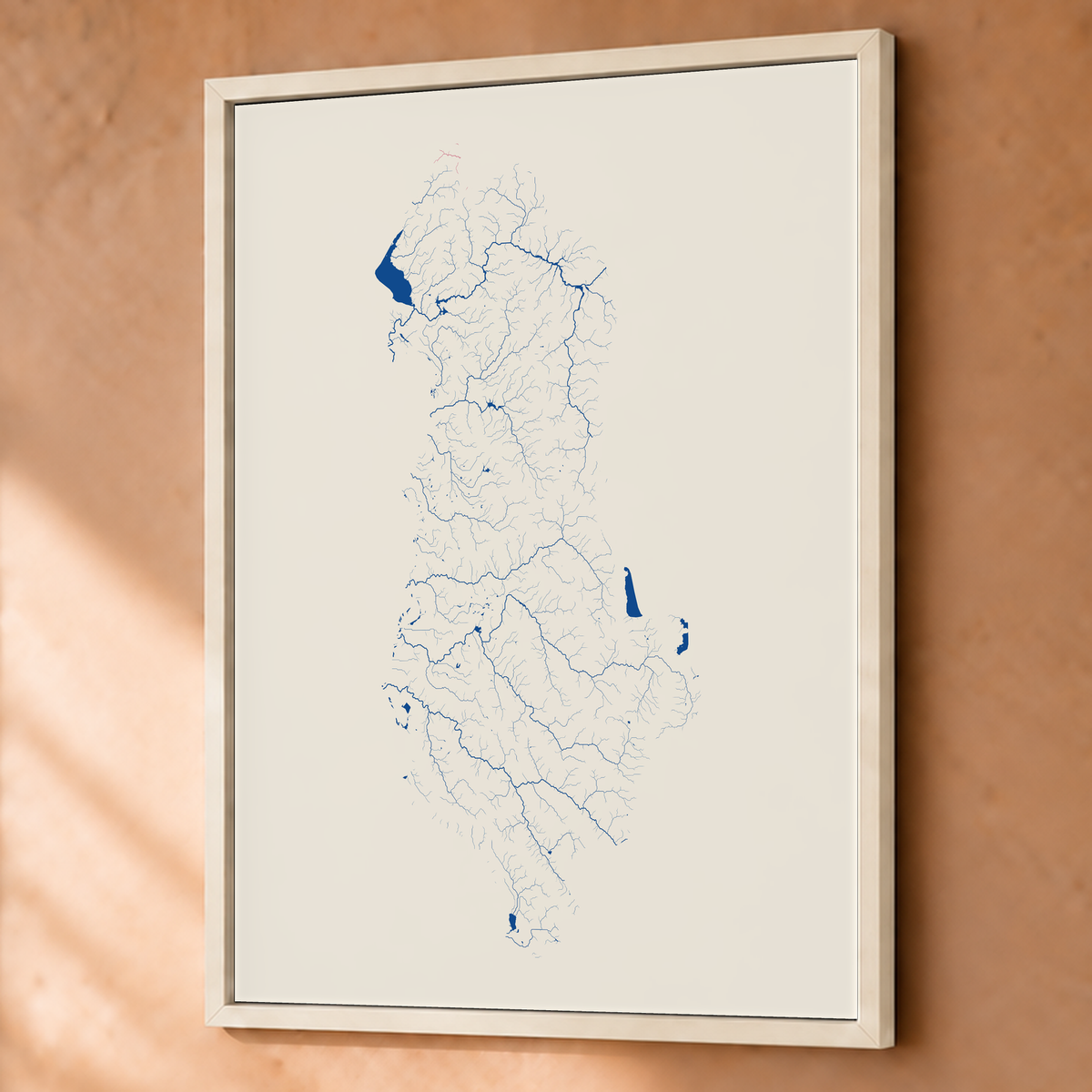 Beautiful Rivers — Albânia — Risografia, Fine art emoldurado · 60 × 80 cm, Branco · Sem margem