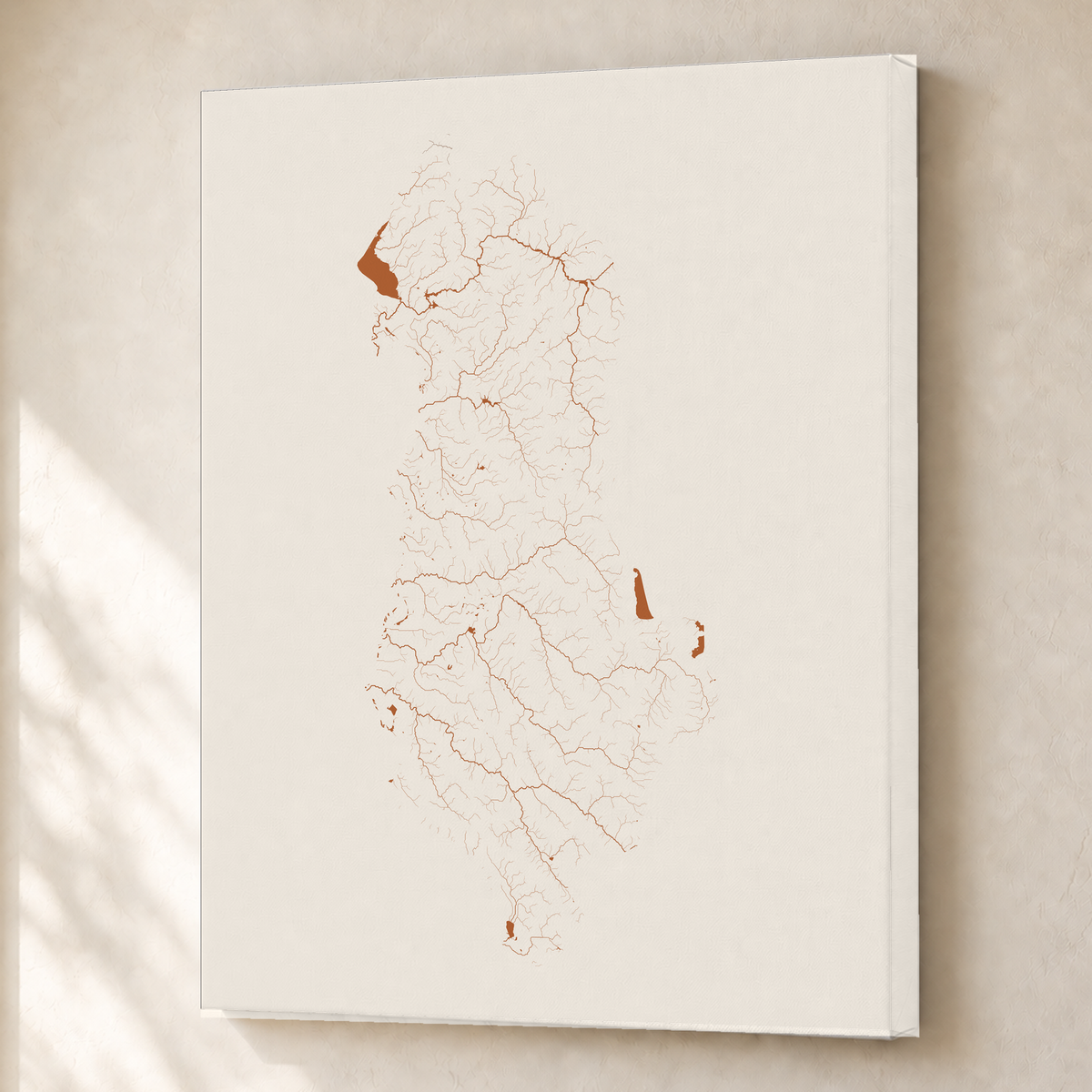 Beautiful Rivers — Albânia — Terracota e areia, Canvas · 45 × 60 cm, Sem margem