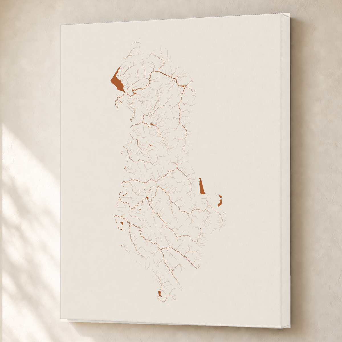 Beautiful Rivers — Albânia — Terracota e areia, Canvas · 60 × 80 cm, Sem margem