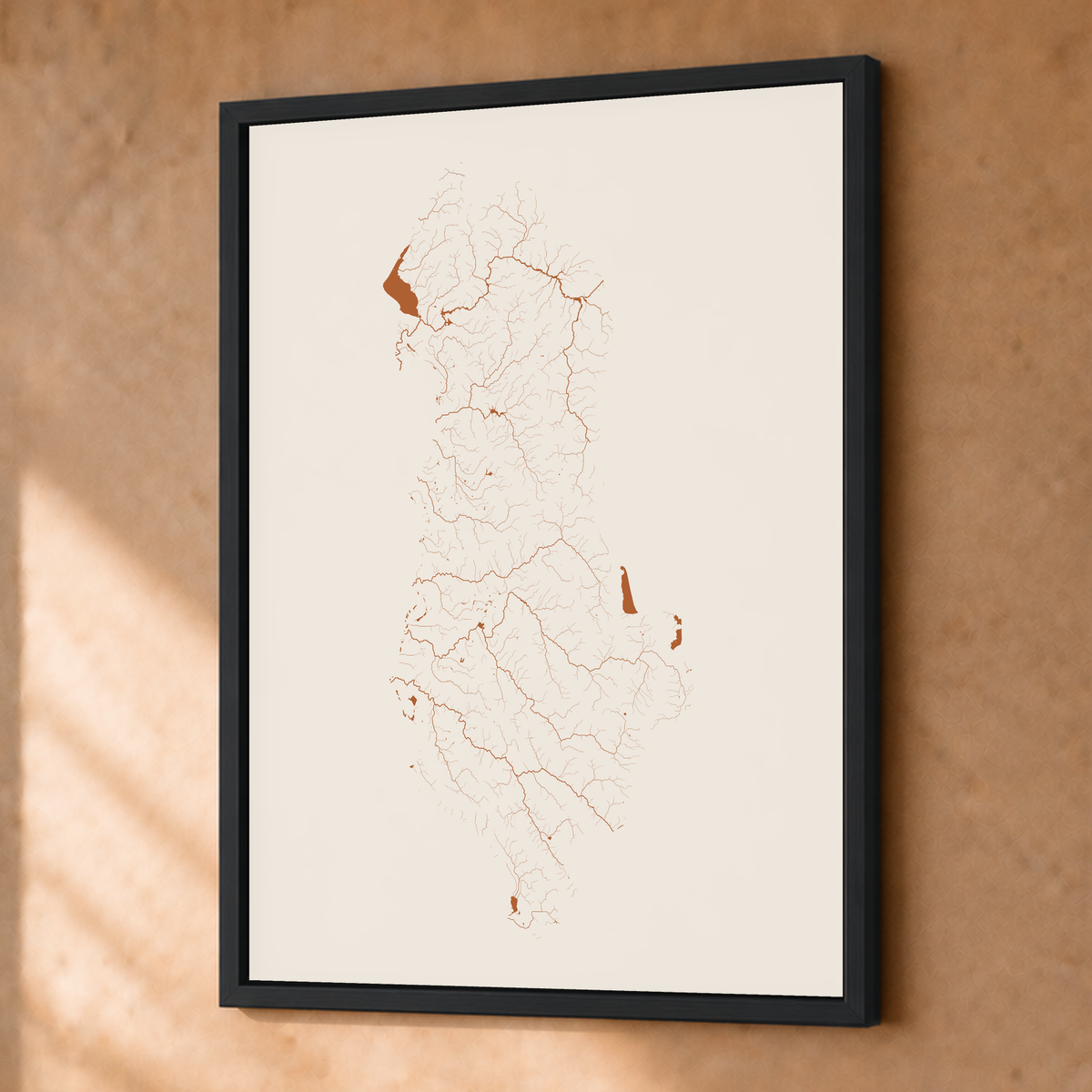 Beautiful Rivers — Albânia — Terracota e areia, Fine art emoldurado · 30 × 40 cm, Preto · Sem margem