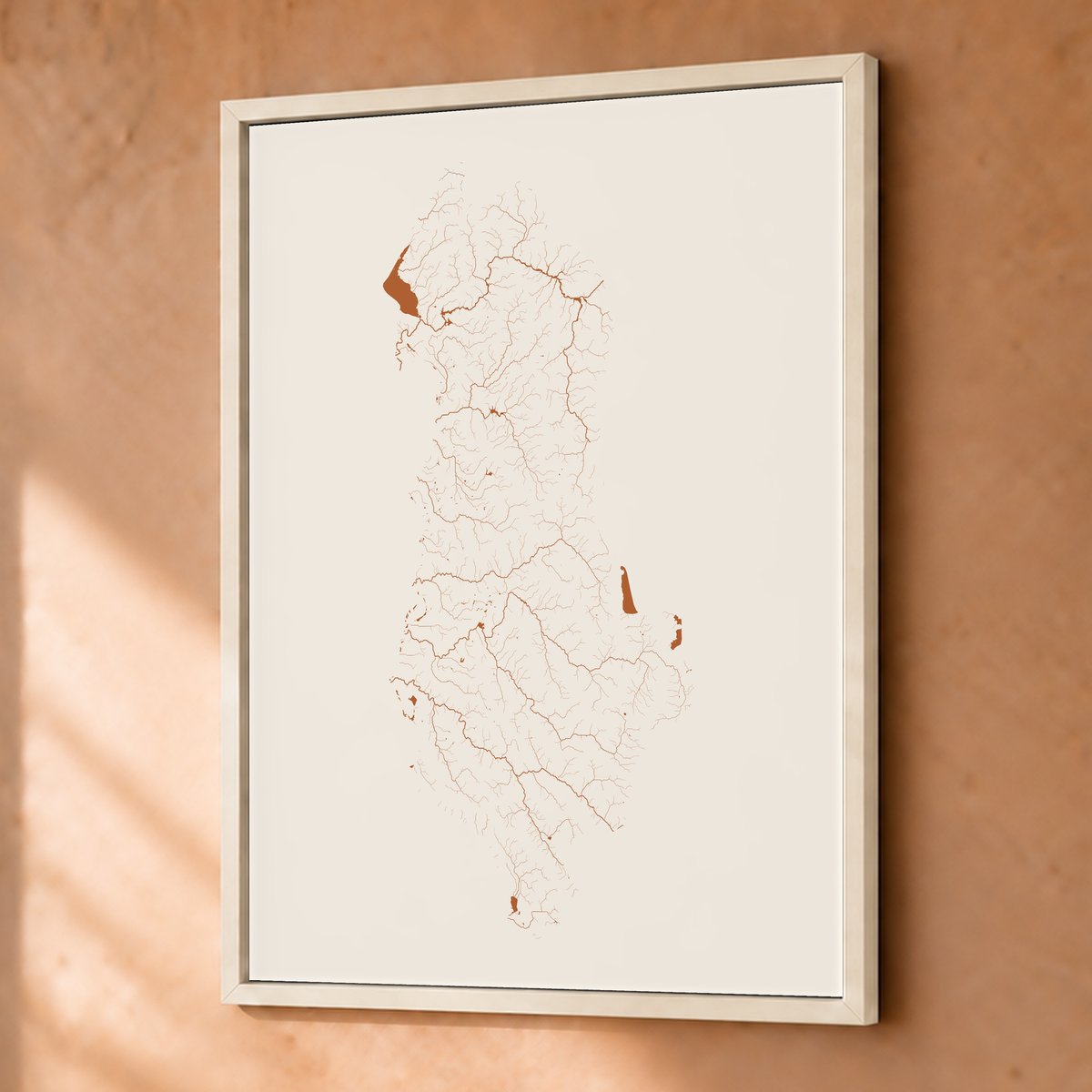 Beautiful Rivers — Albânia — Terracota e areia, Fine art emoldurado · 30 × 40 cm, Branco · Sem margem