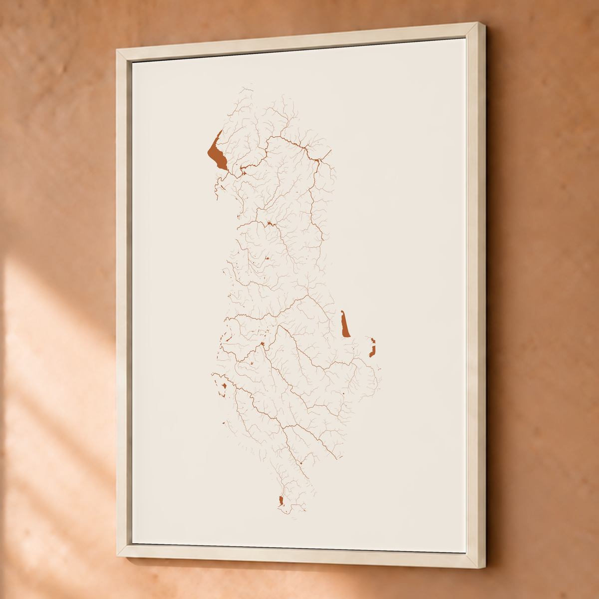 Beautiful Rivers — Albânia — Terracota e areia, Fine art emoldurado · 45 × 60 cm, Branco · Sem margem