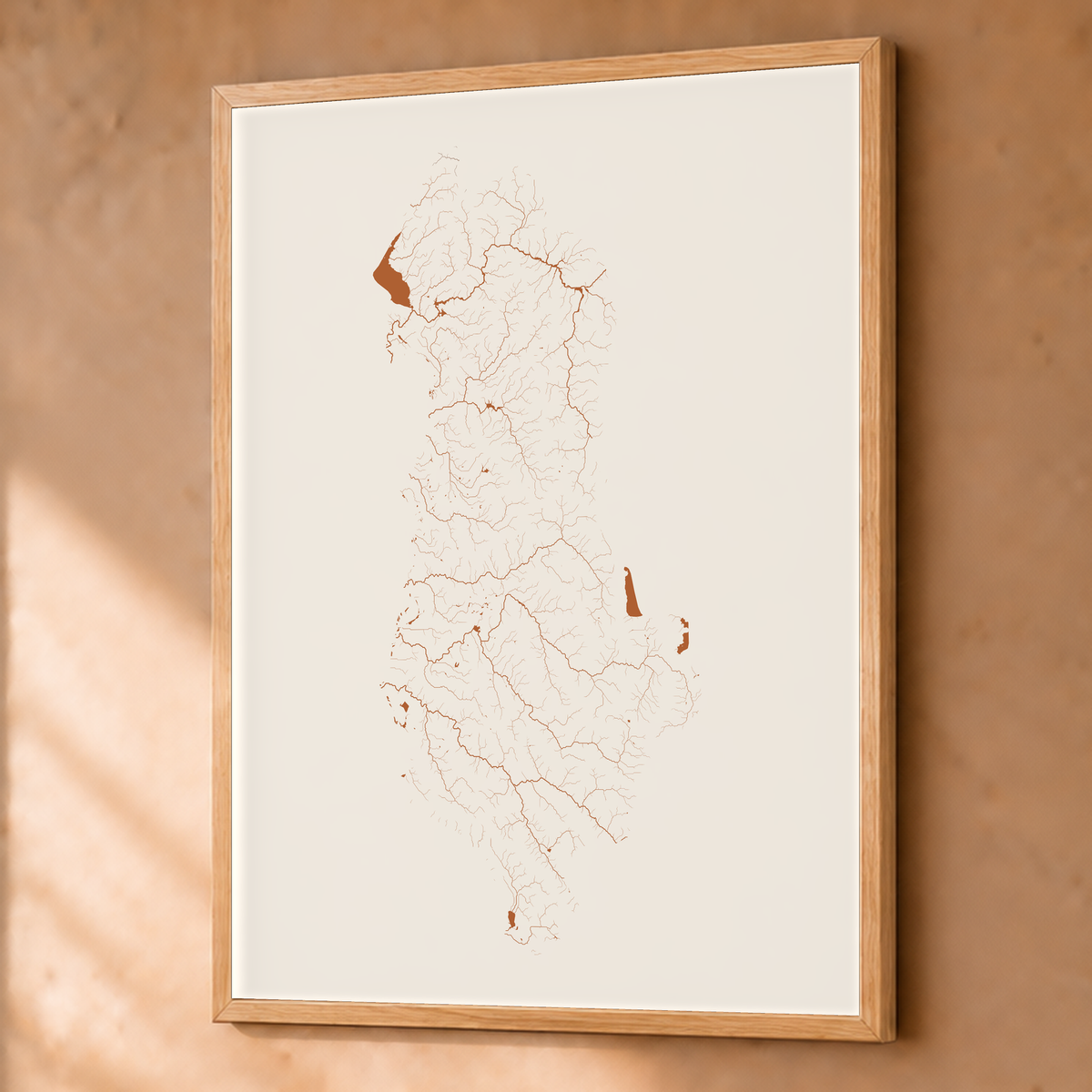 Beautiful Rivers — Albânia — Terracota e areia, Fine art emoldurado · 60 × 80 cm, Natural · Sem margem
