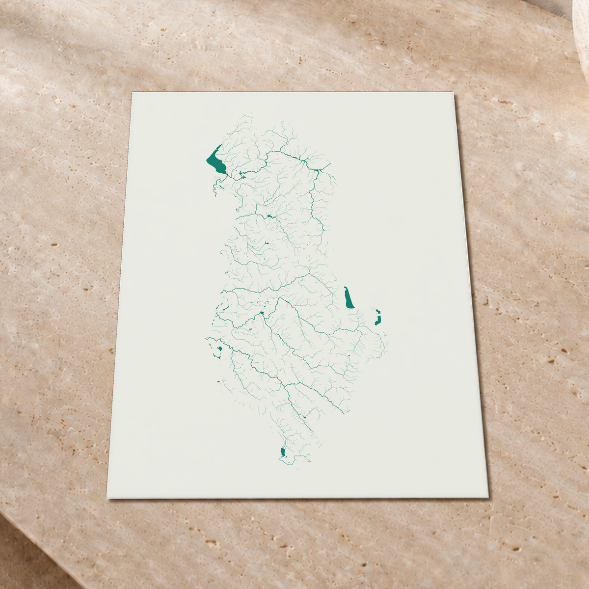 Beautiful Rivers — Albânia — Verde jade e porcelana, Impressão fine art · 30 × 40 cm, Sem margem