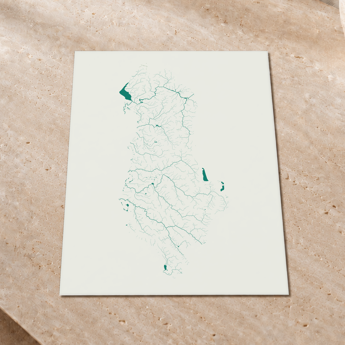Beautiful Rivers — Albânia — Verde jade e porcelana, Impressão fine art · 45 × 60 cm, Sem margem