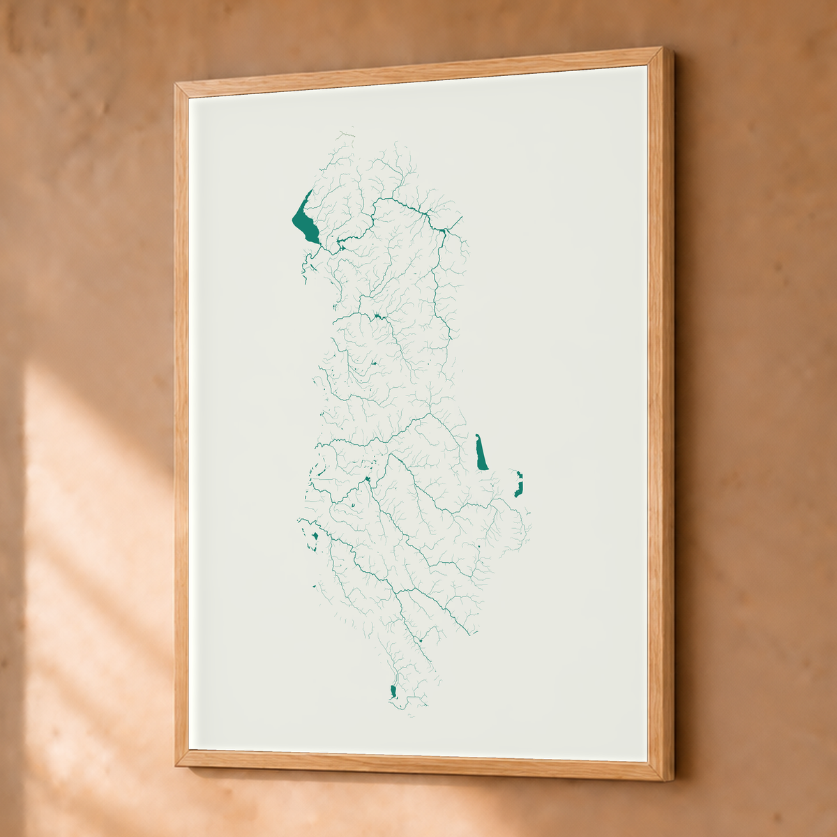 Beautiful Rivers — Albânia — Verde jade e porcelana, Fine art emoldurado · 30 × 40 cm, Natural · Sem margem