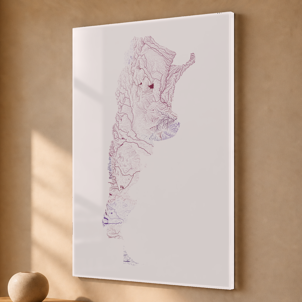 Beautiful Rivers — Argentina — Ameixa e rosé, Acrílico · 40 × 60 cm, Sem margem
