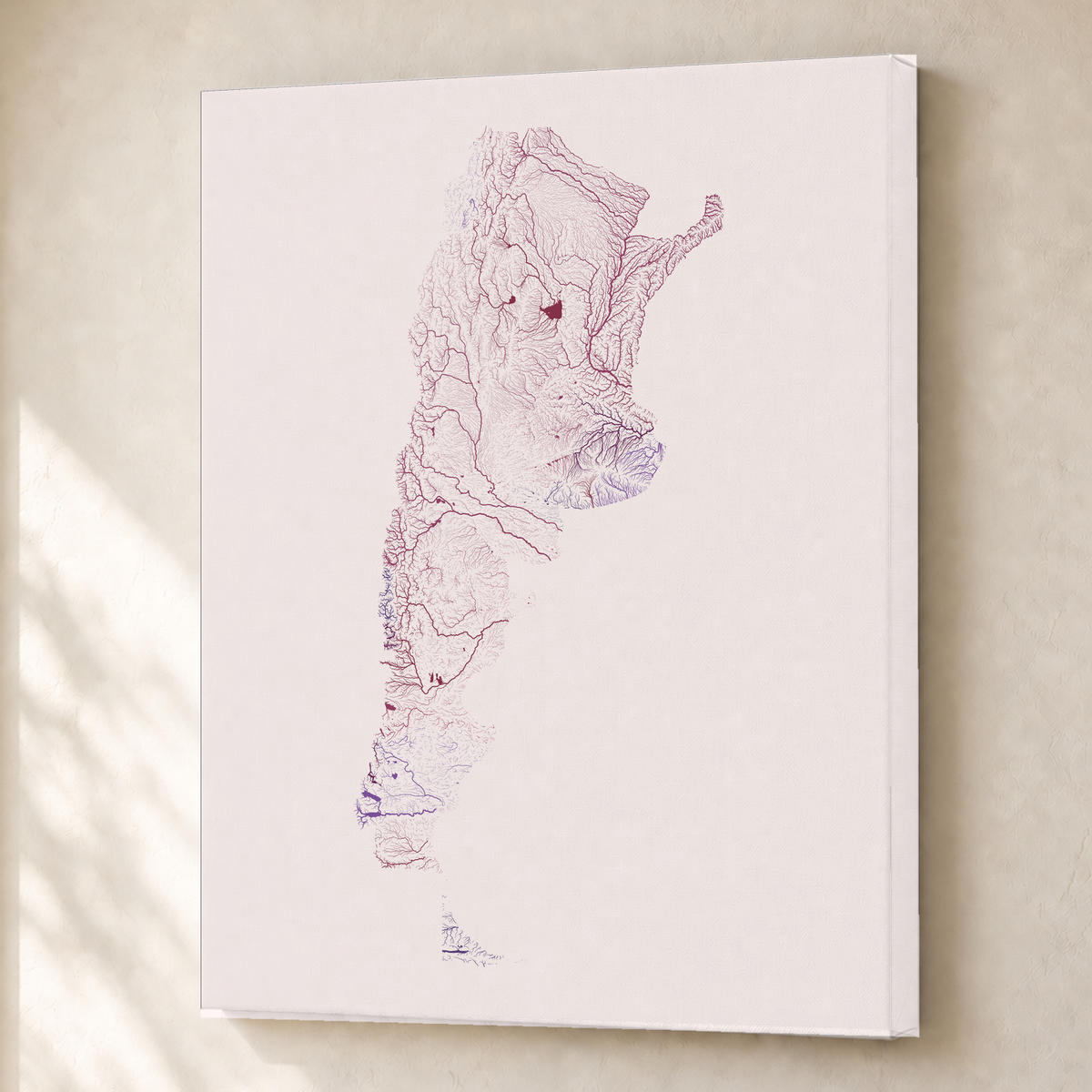 Beautiful Rivers — Argentina — Ameixa e rosé, Canvas · 45 × 60 cm, Sem margem