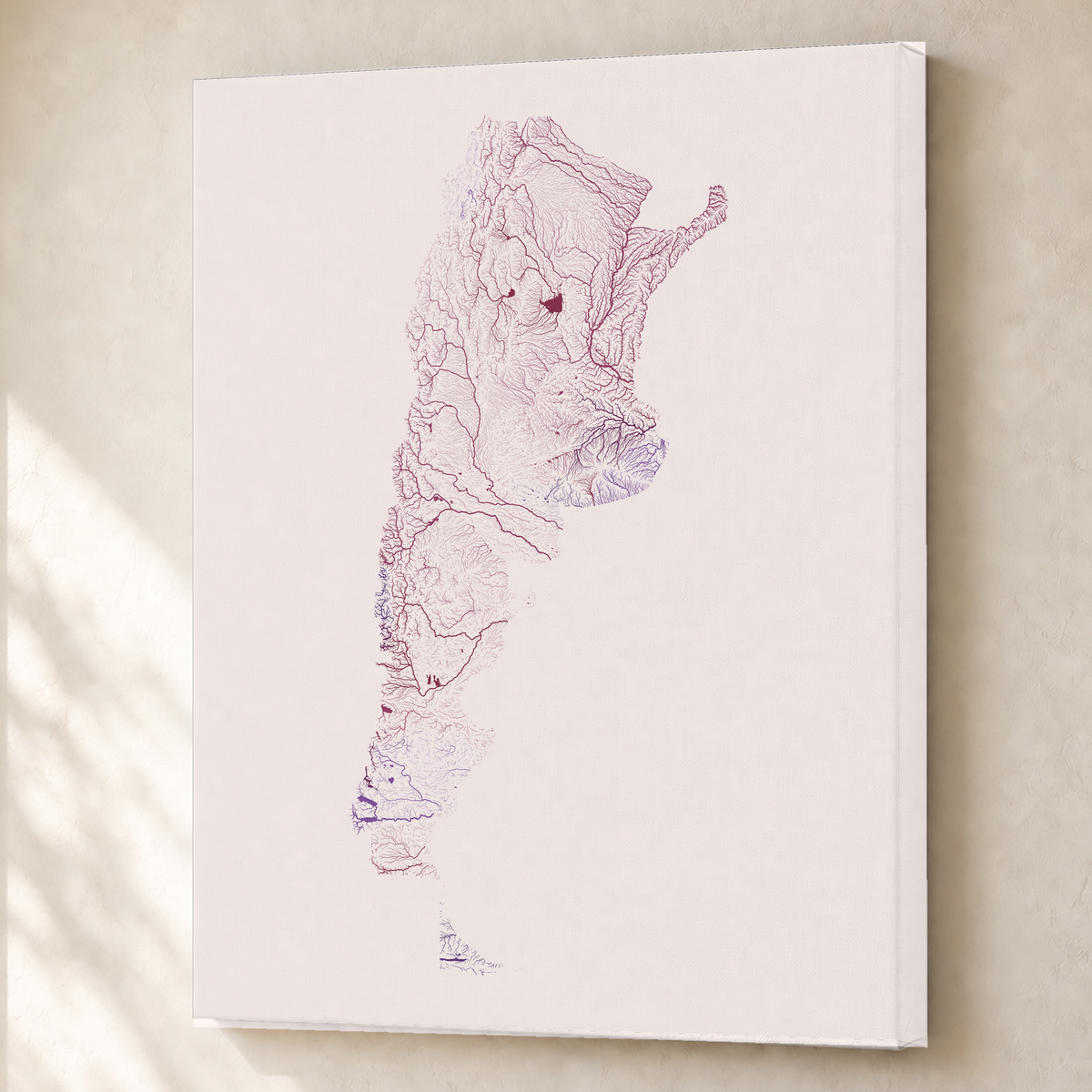 Beautiful Rivers — Argentina — Ameixa e rosé, Canvas · 60 × 80 cm, Sem margem