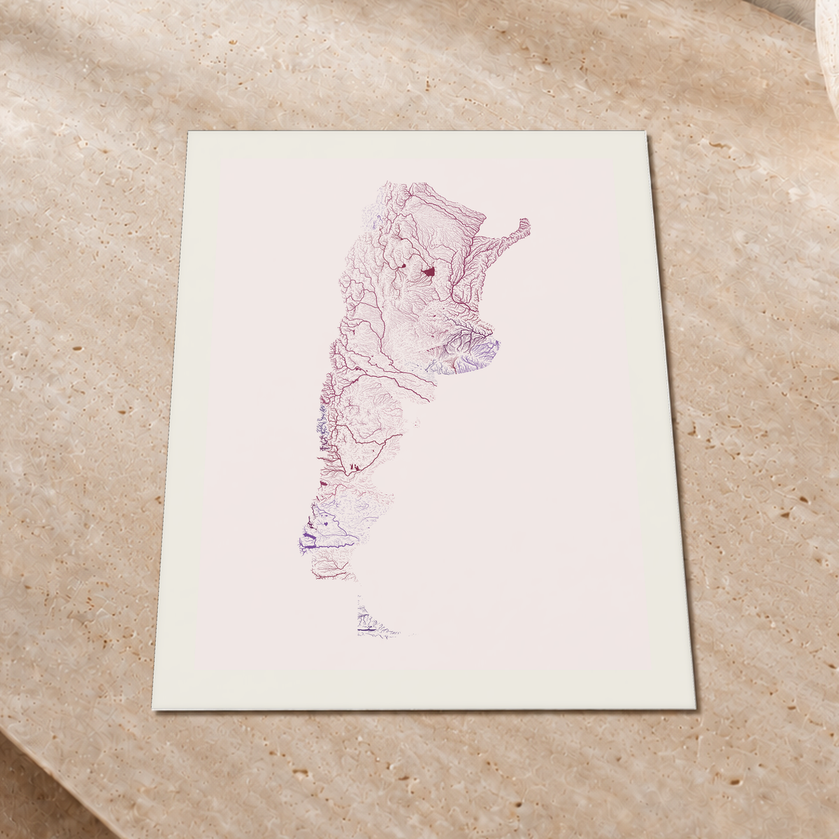 Beautiful Rivers — Argentina — Ameixa e rosé, Impressão fine art · 30 × 40 cm, Margem branca