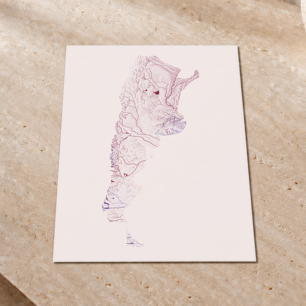 Beautiful Rivers — Argentina — Ameixa e rosé, Impressão fine art · 45 × 60 cm, Sem margem