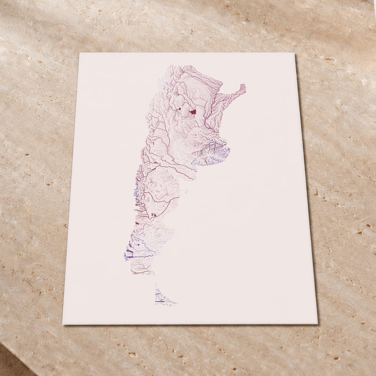 Beautiful Rivers — Argentina — Ameixa e rosé, Impressão fine art · 60 × 80 cm, Sem margem