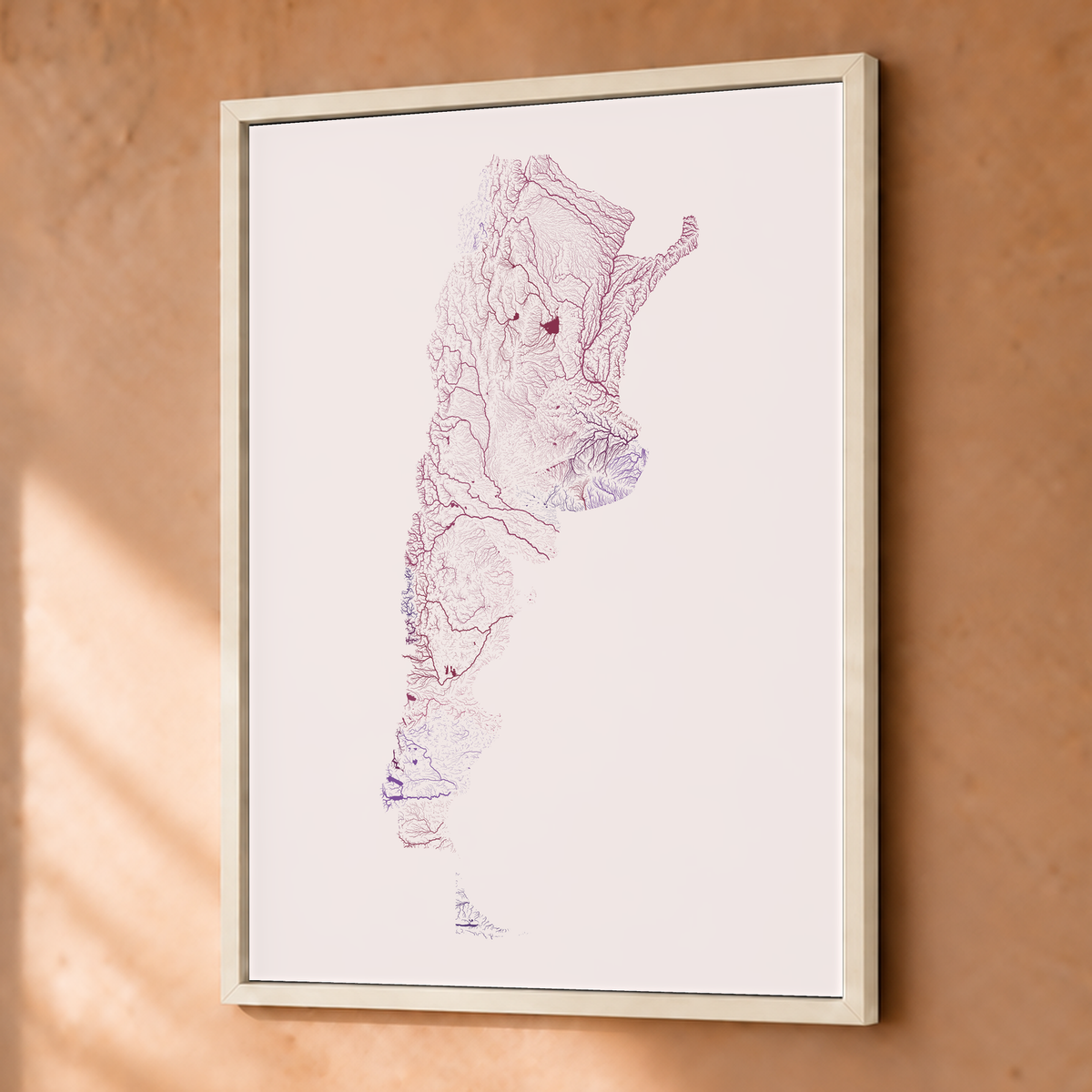 Beautiful Rivers — Argentina — Ameixa e rosé, Fine art emoldurado · 30 × 40 cm, Branco · Sem margem