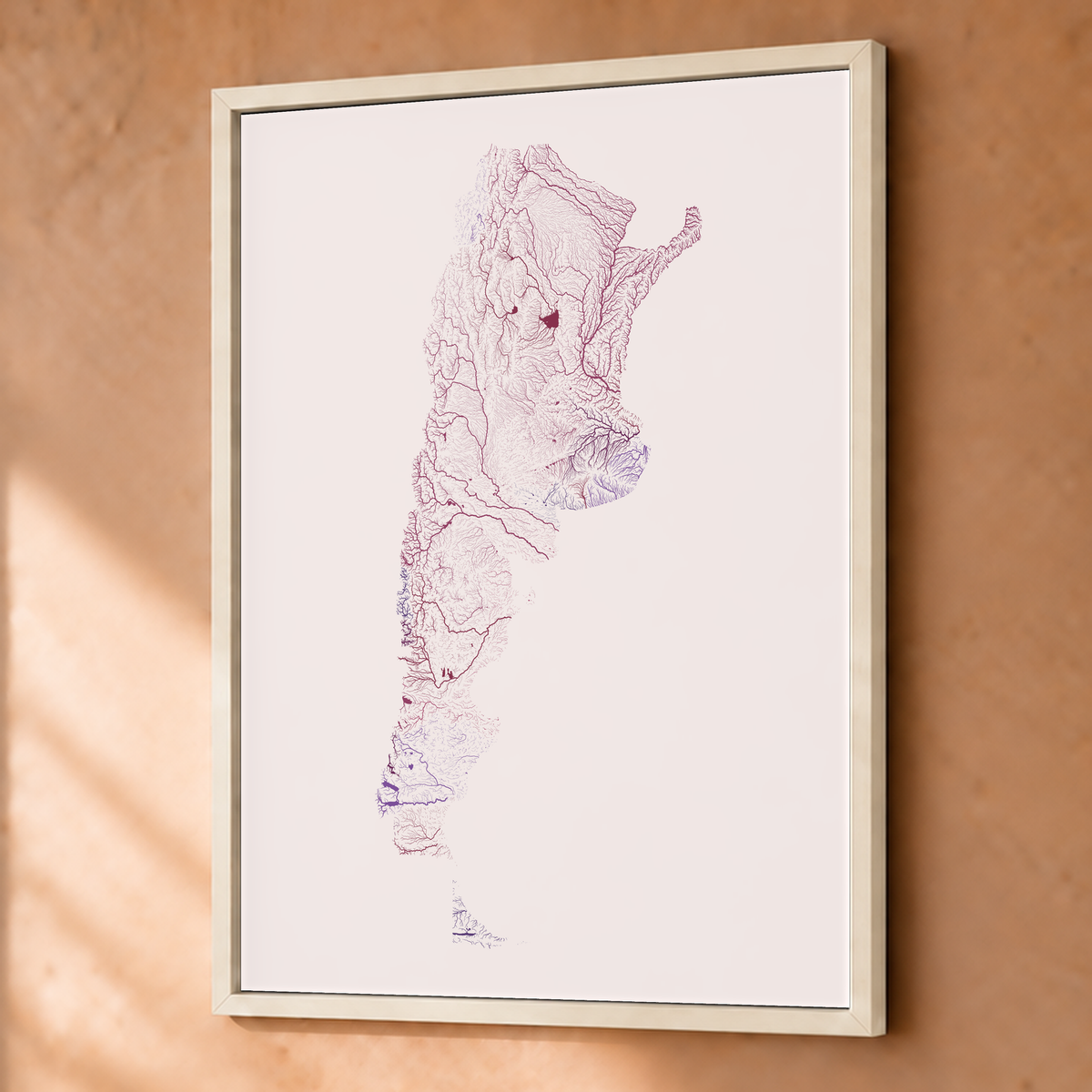Beautiful Rivers — Argentina — Ameixa e rosé, Fine art emoldurado · 45 × 60 cm, Branco · Sem margem