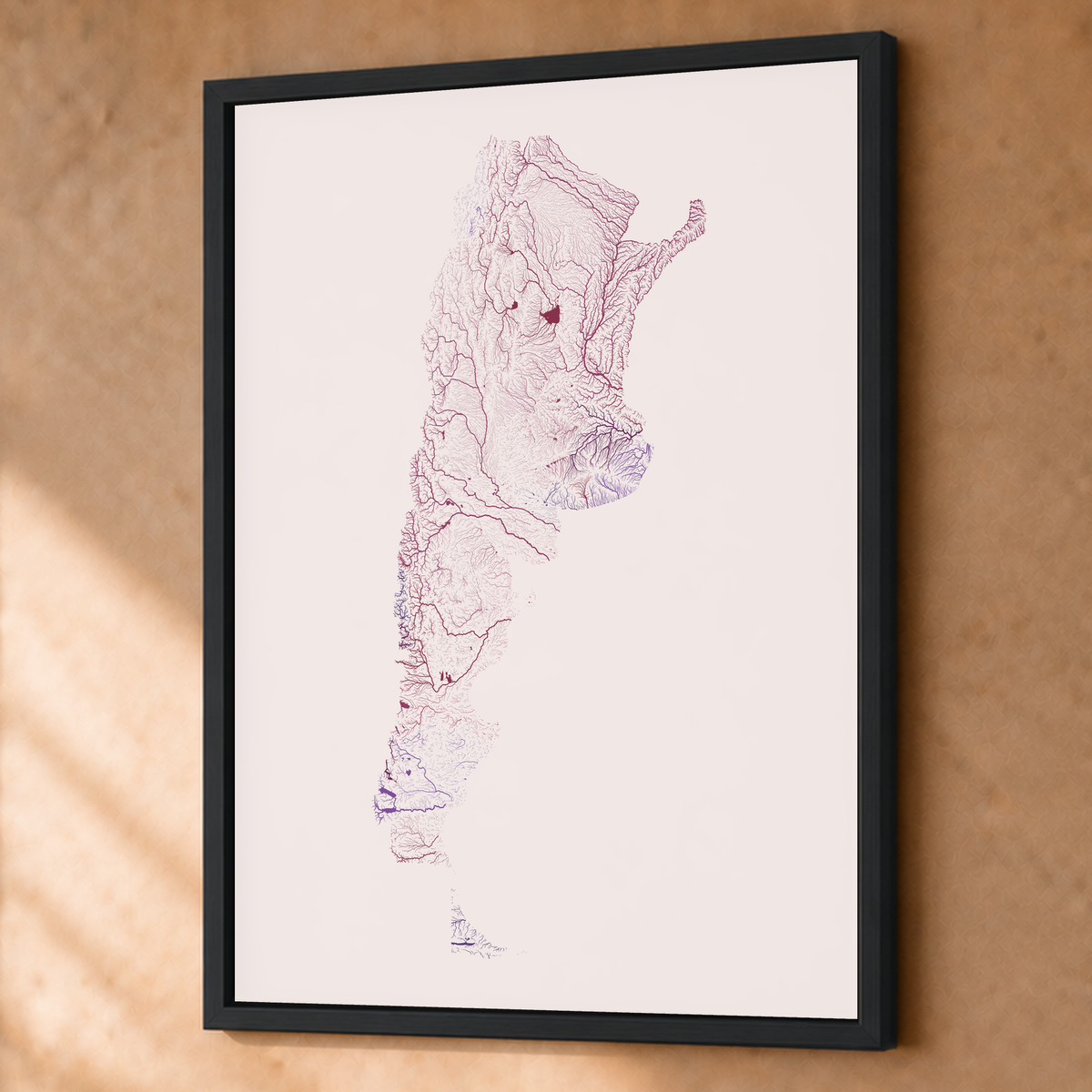 Beautiful Rivers — Argentina — Ameixa e rosé, Fine art emoldurado · 60 × 80 cm, Preto · Sem margem