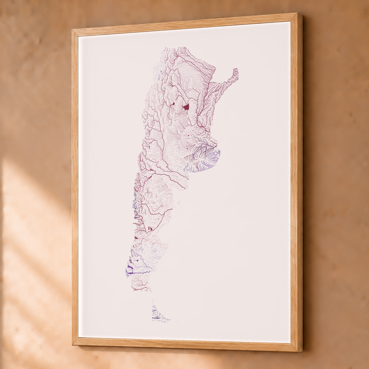 Beautiful Rivers — Argentina — Ameixa e rosé, Fine art emoldurado · 60 × 80 cm, Natural · Sem margem