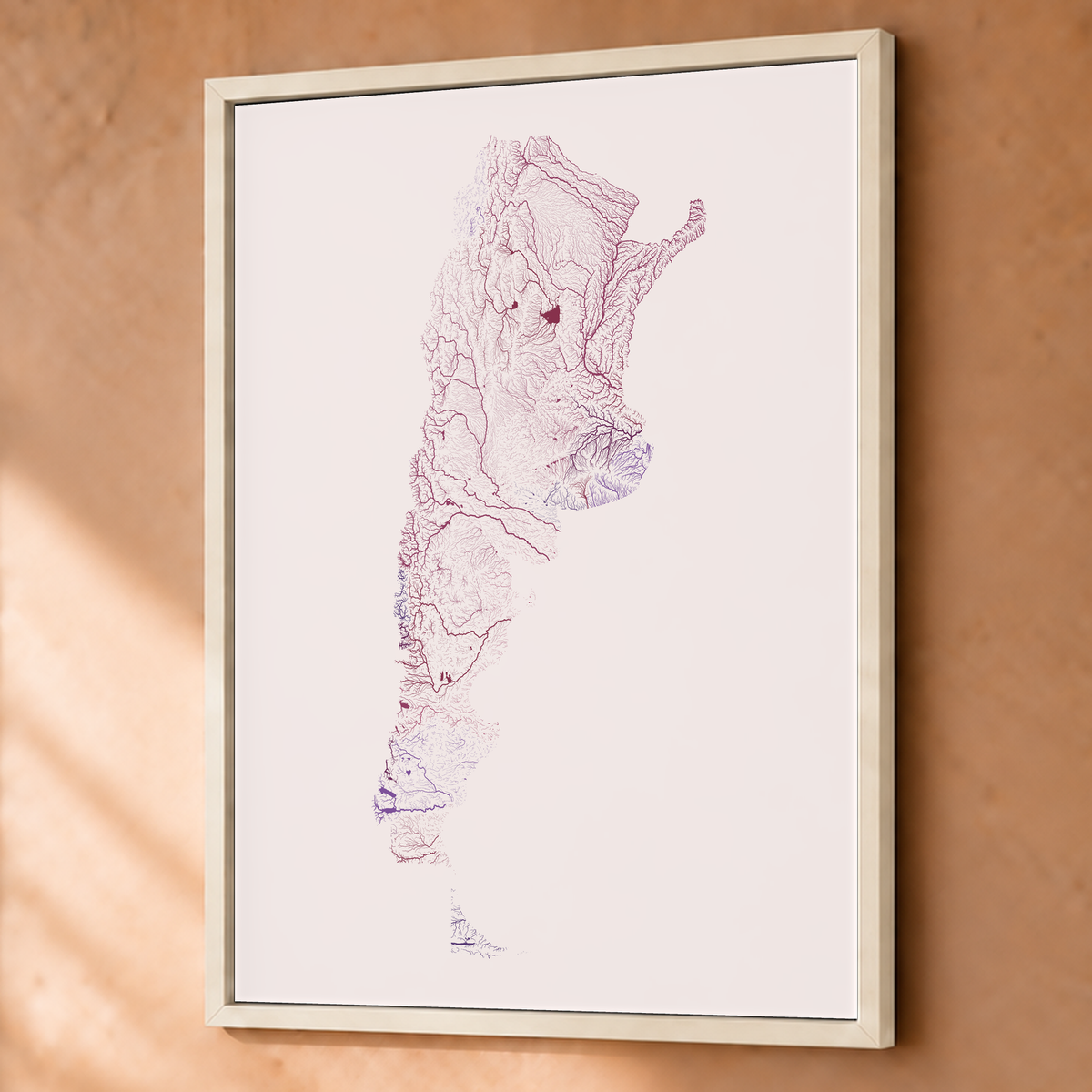 Beautiful Rivers — Argentina — Ameixa e rosé, Fine art emoldurado · 60 × 80 cm, Branco · Sem margem