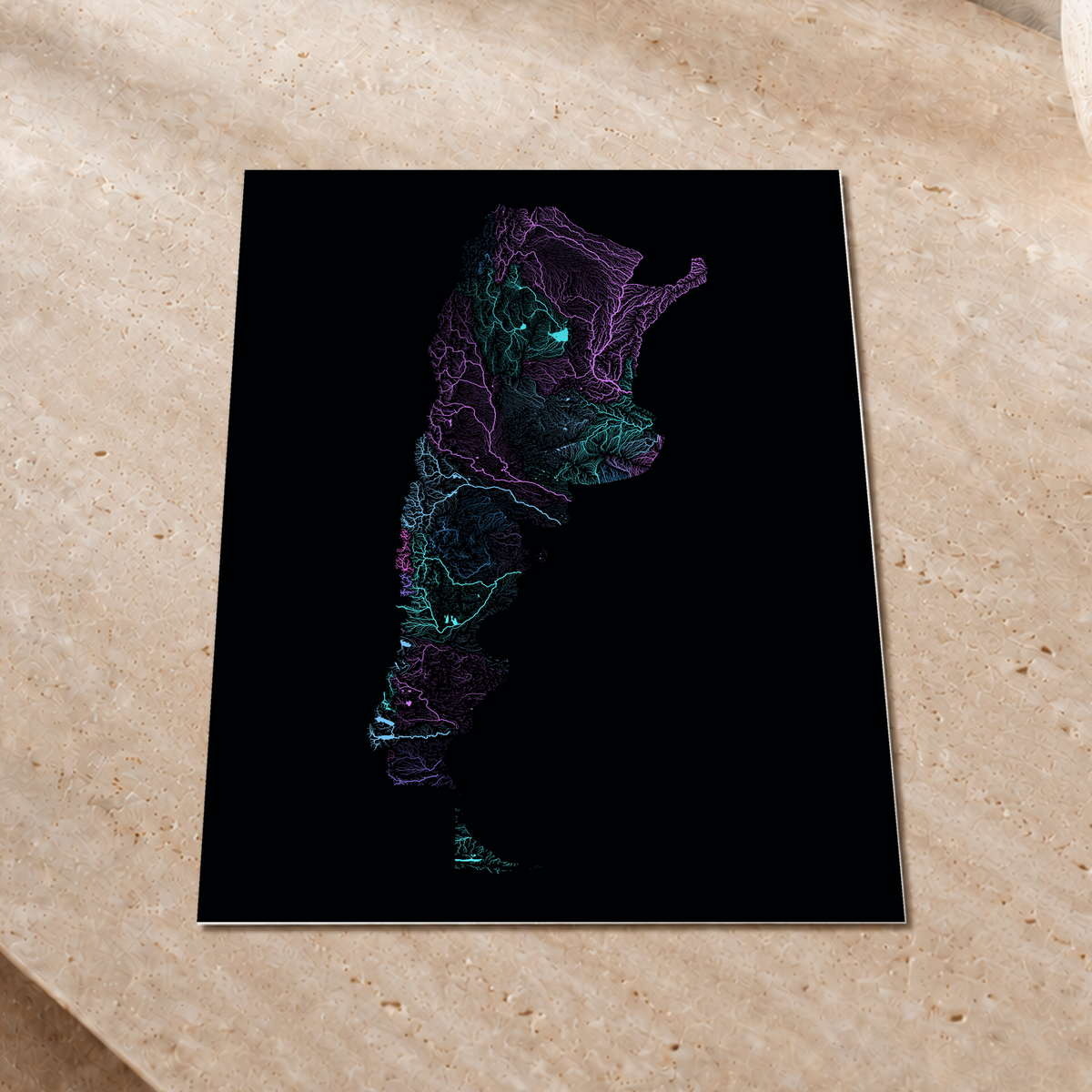 Beautiful Rivers — Argentina — Neon hidrográfico, Impressão fine art · 30 × 40 cm, Sem margem
