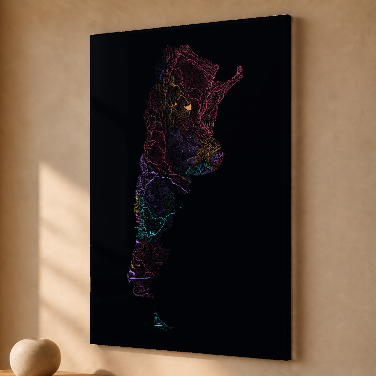 Beautiful Rivers — Argentina — Neon por território, Acrílico · 40 × 60 cm, Sem margem