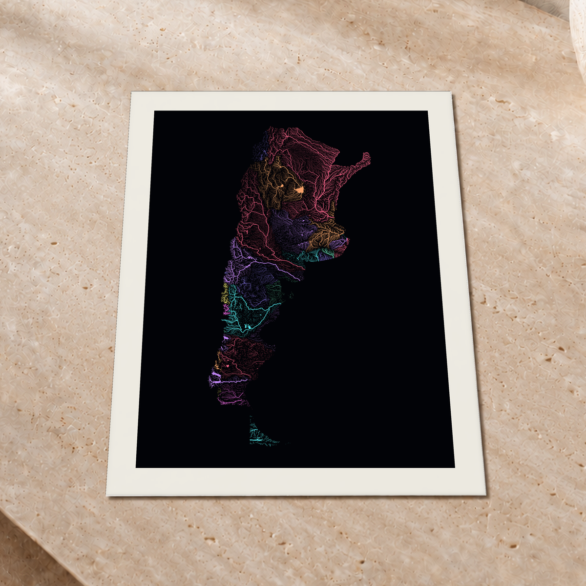 Beautiful Rivers — Argentina — Neon por território, Impressão fine art · 30 × 40 cm, Margem branca