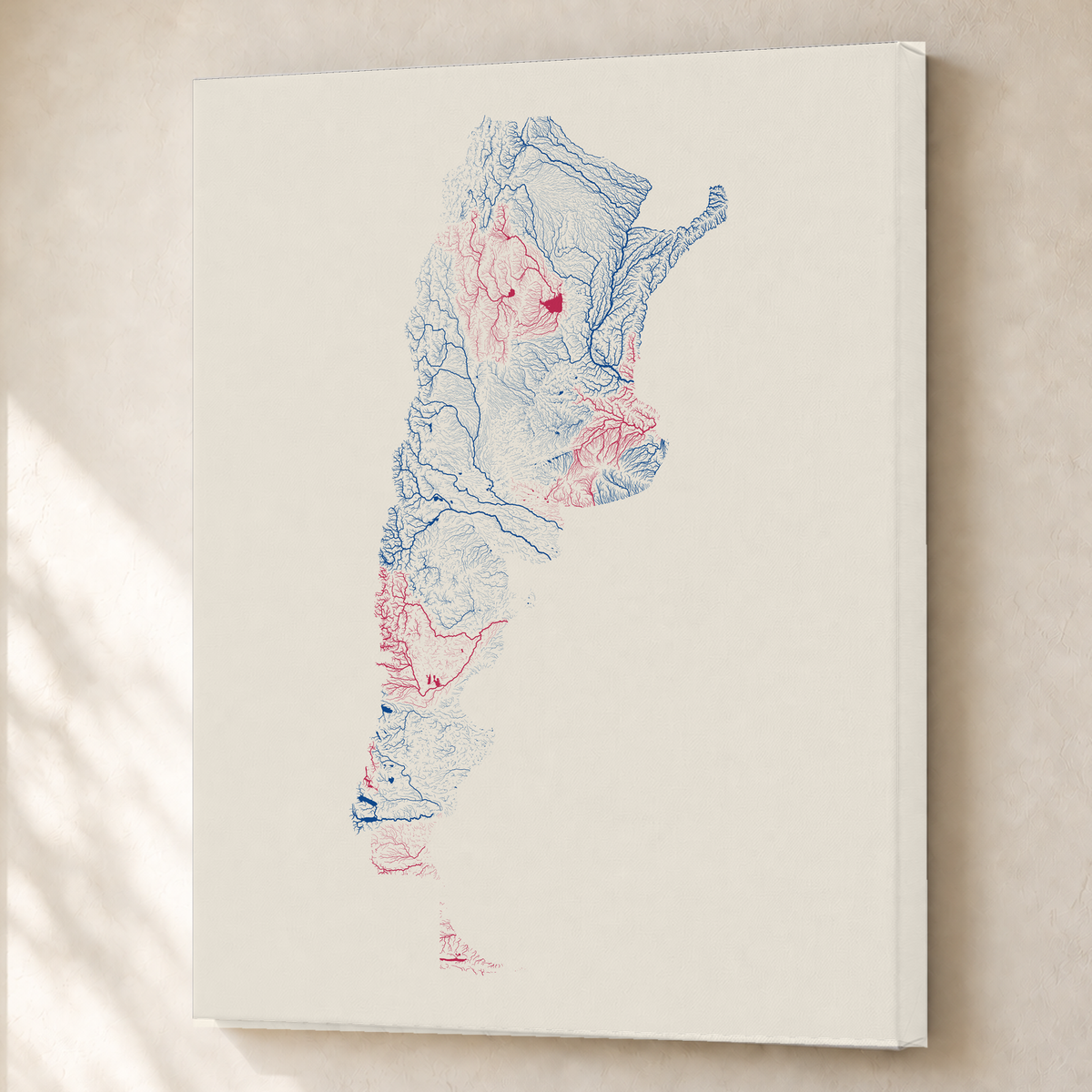 Beautiful Rivers — Argentina — Risografia, Canvas · 60 × 80 cm, Sem margem