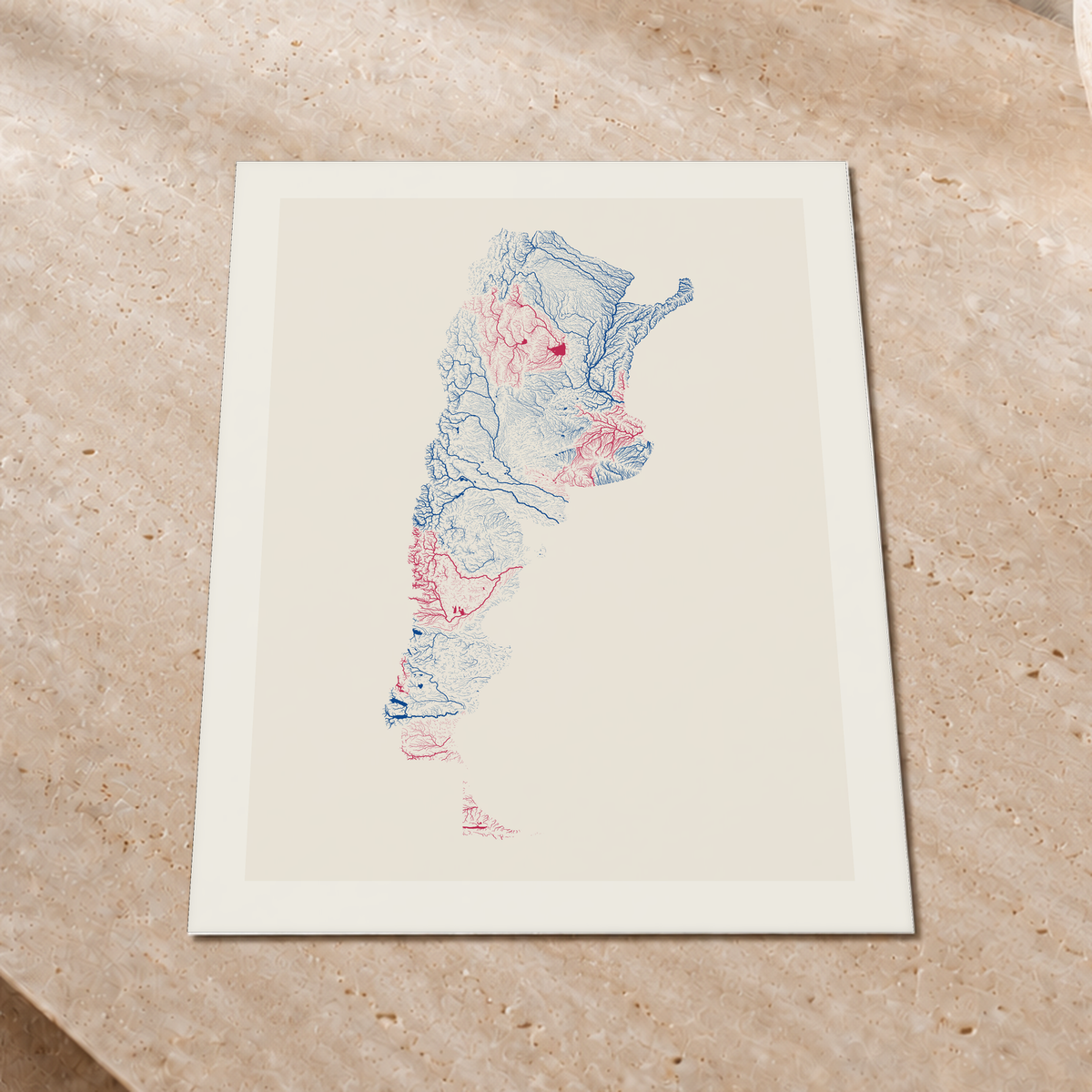 Beautiful Rivers — Argentina — Risografia, Impressão fine art · 45 × 60 cm, Margem branca
