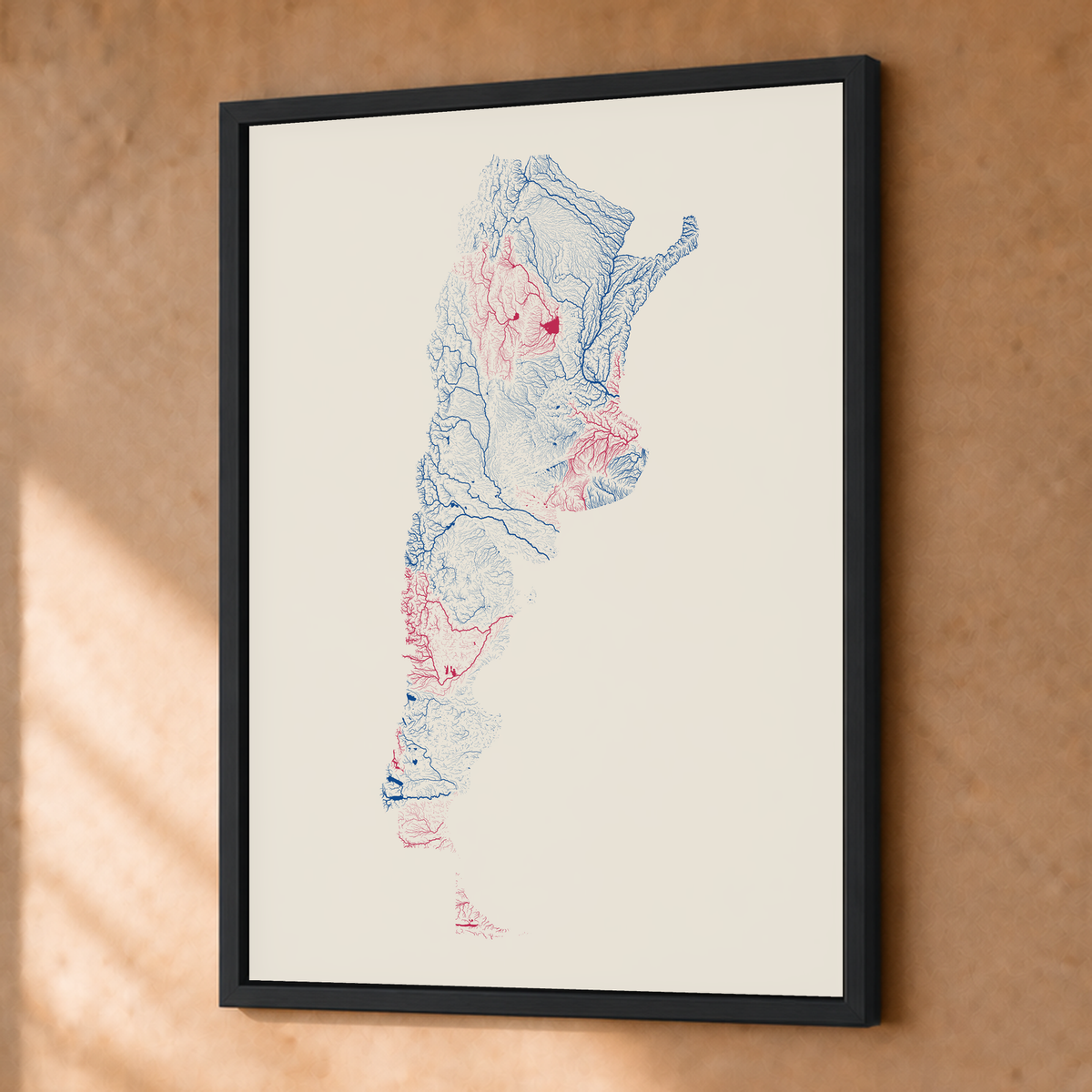 Beautiful Rivers — Argentina — Risografia, Fine art emoldurado · 30 × 40 cm, Preto · Sem margem