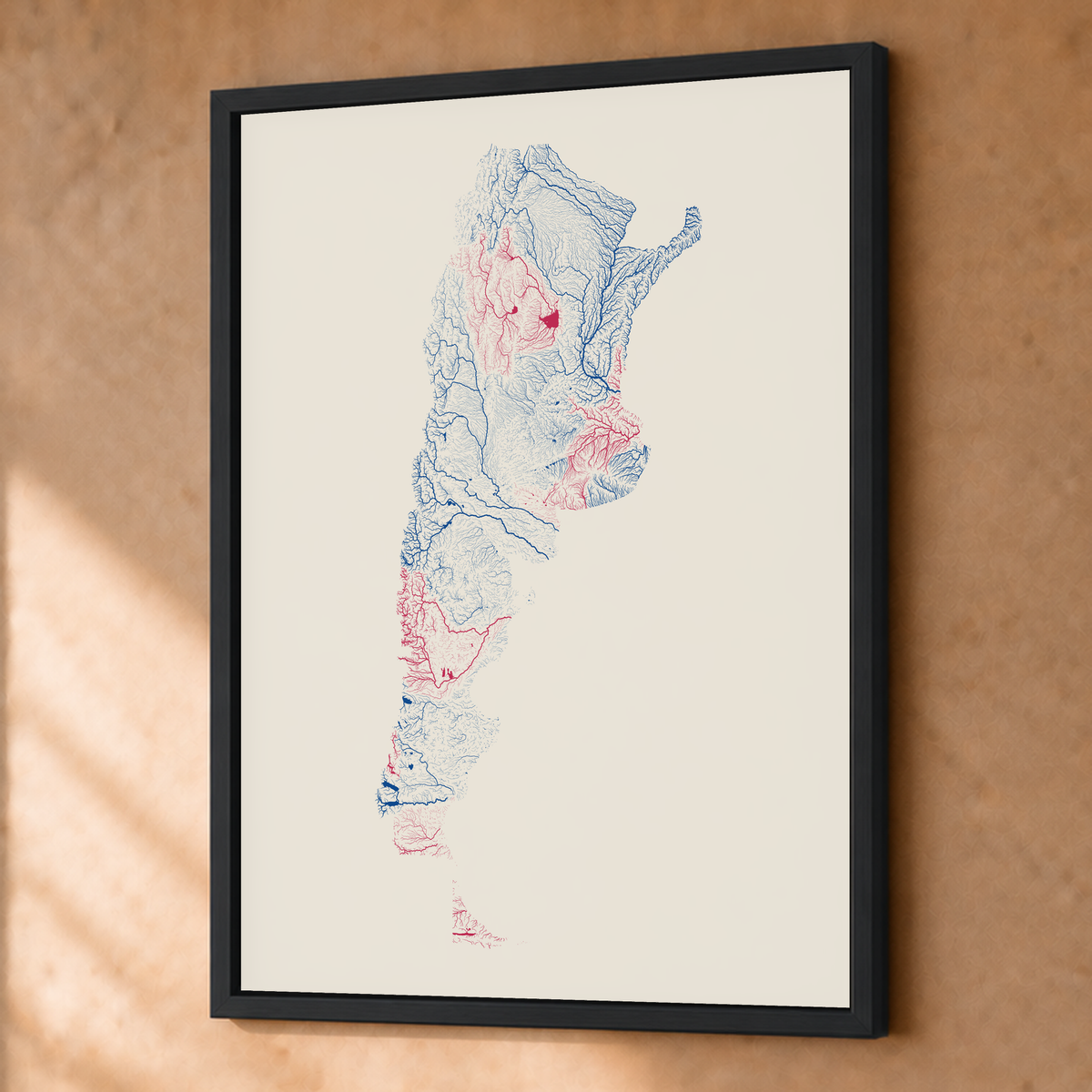 Beautiful Rivers — Argentina — Risografia, Fine art emoldurado · 45 × 60 cm, Preto · Sem margem
