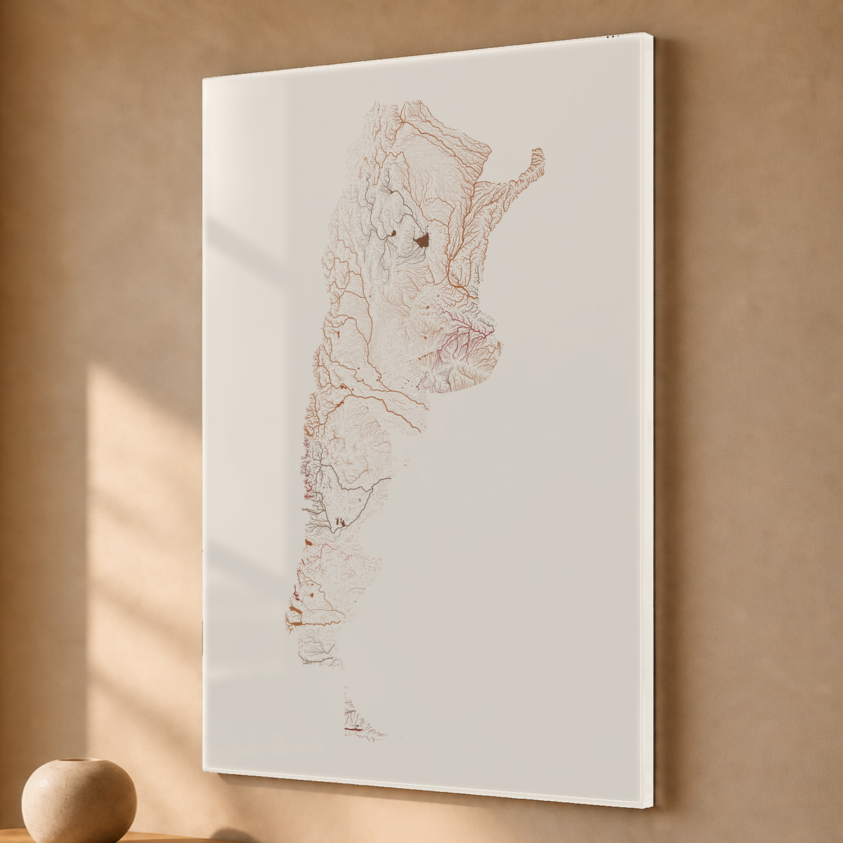 Beautiful Rivers — Argentina — Terracota e areia, Acrílico · 40 × 60 cm, Sem margem