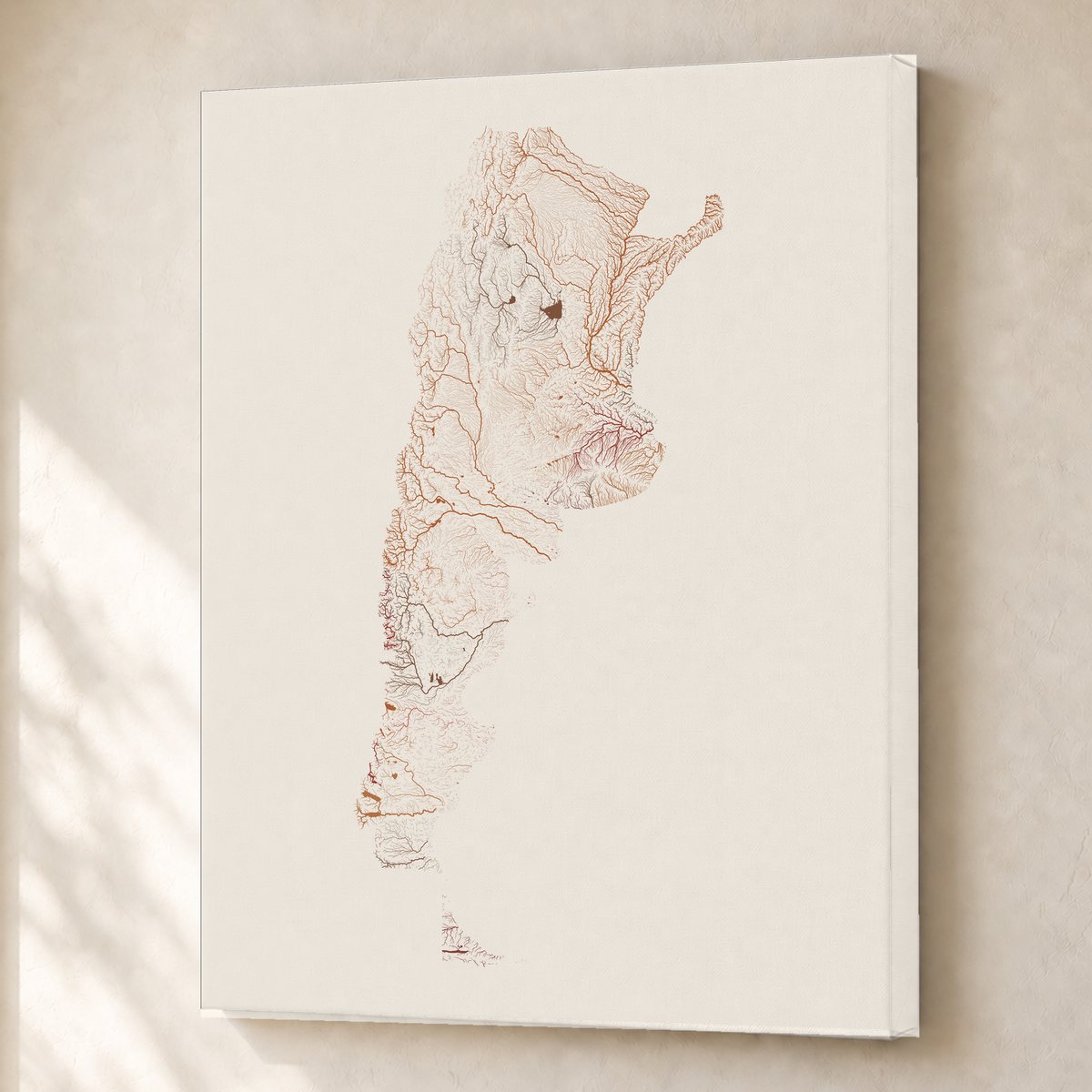 Beautiful Rivers — Argentina — Terracota e areia, Canvas · 45 × 60 cm, Sem margem