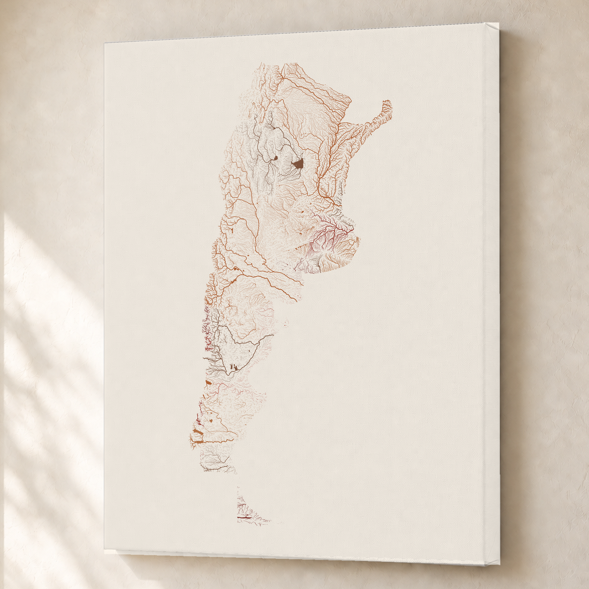 Beautiful Rivers — Argentina — Terracota e areia, Canvas · 60 × 80 cm, Sem margem