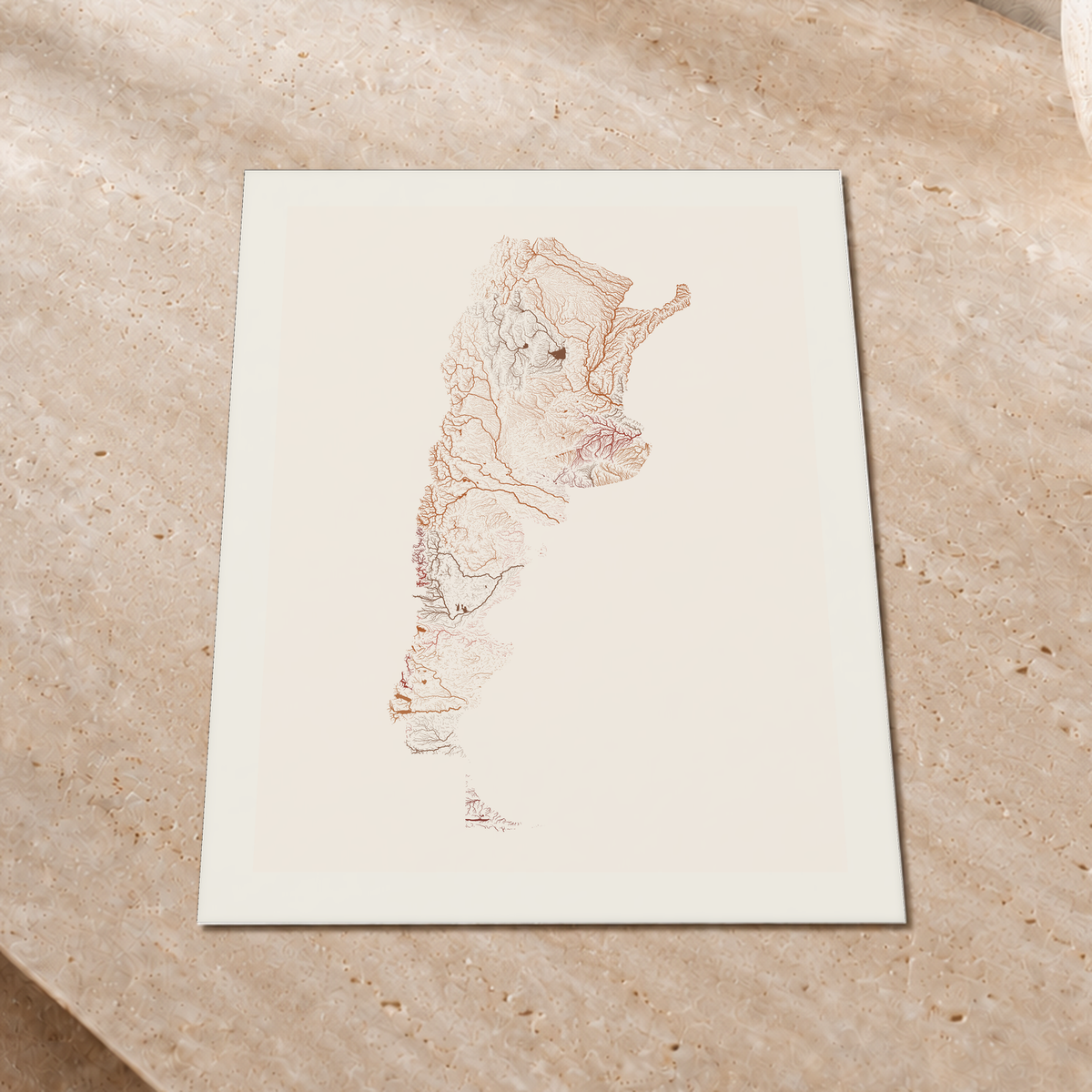 Beautiful Rivers — Argentina — Terracota e areia, Impressão fine art · 30 × 40 cm, Margem branca