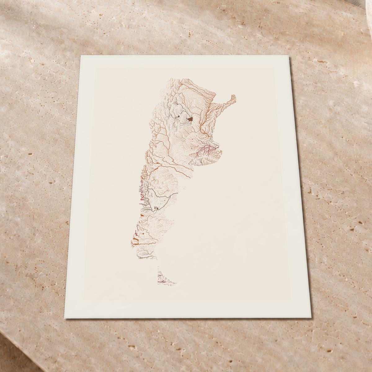 Beautiful Rivers — Argentina — Terracota e areia, Impressão fine art · 45 × 60 cm, Margem branca