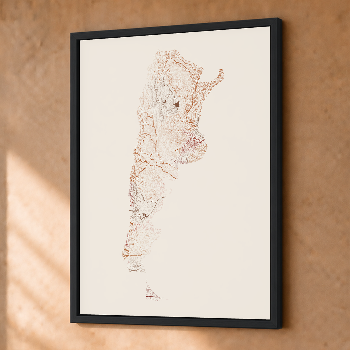 Beautiful Rivers — Argentina — Terracota e areia, Fine art emoldurado · 30 × 40 cm, Preto · Sem margem