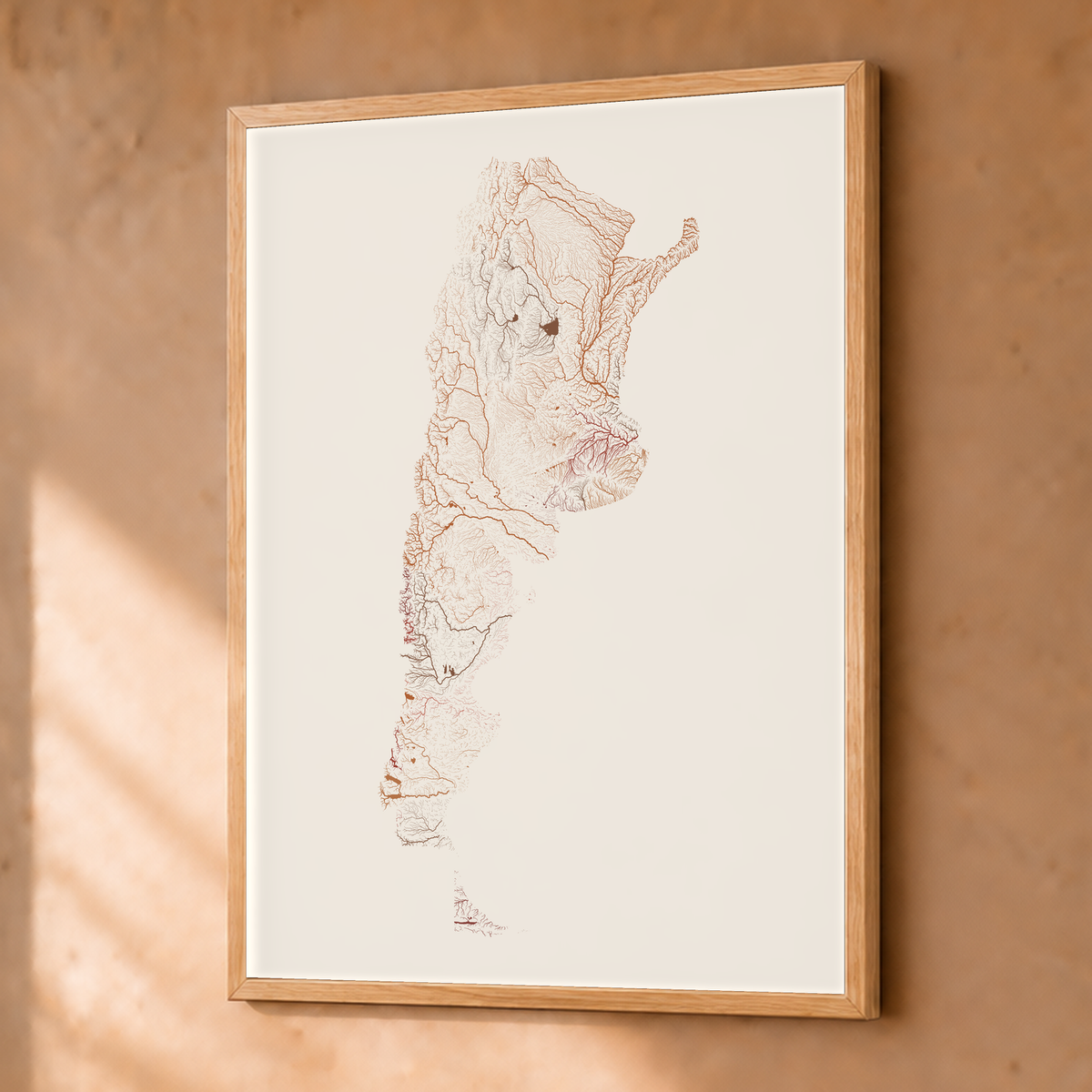 Beautiful Rivers — Argentina — Terracota e areia, Fine art emoldurado · 30 × 40 cm, Natural · Sem margem