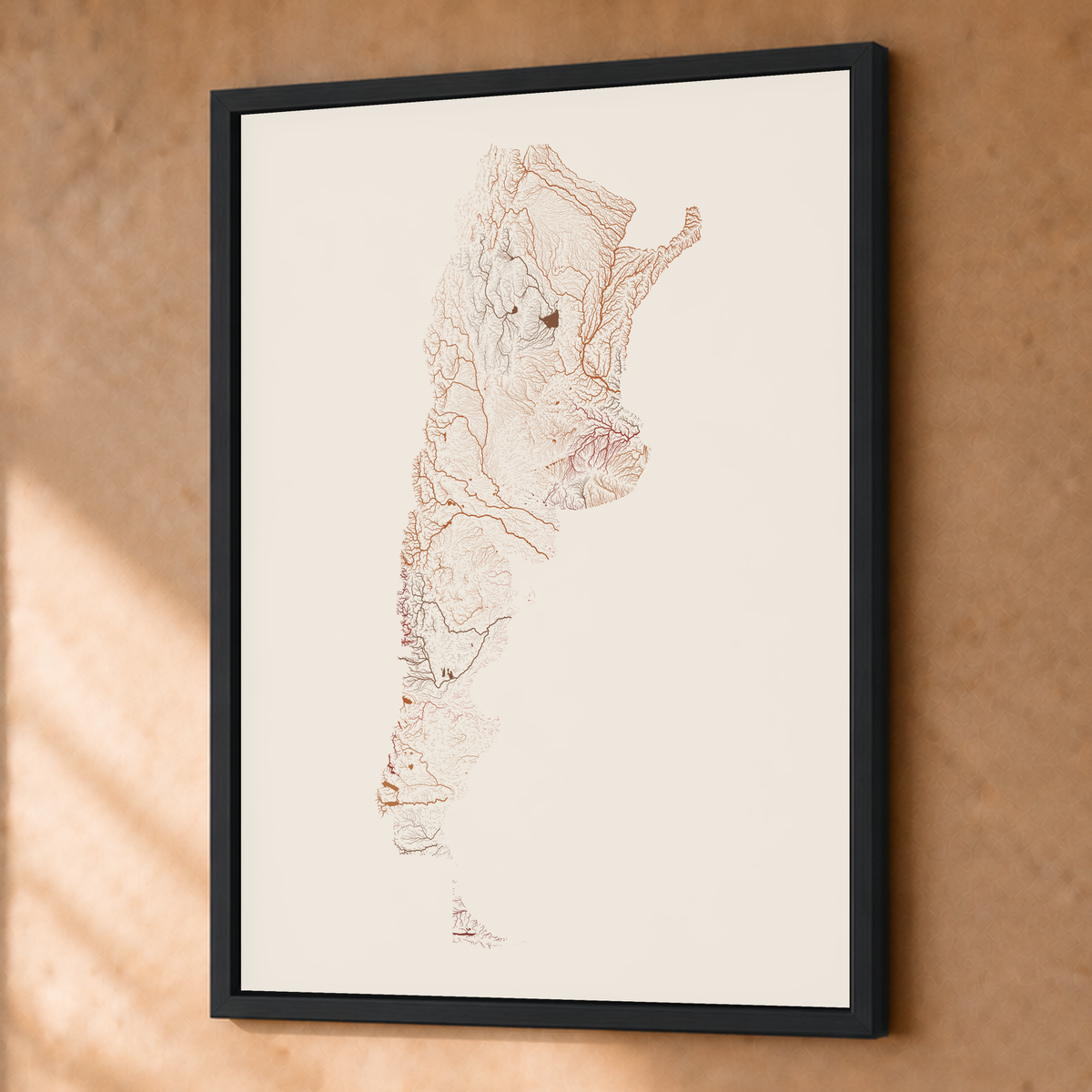 Beautiful Rivers — Argentina — Terracota e areia, Fine art emoldurado · 45 × 60 cm, Preto · Sem margem