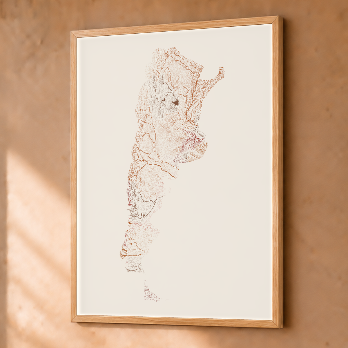 Beautiful Rivers — Argentina — Terracota e areia, Fine art emoldurado · 45 × 60 cm, Natural · Sem margem