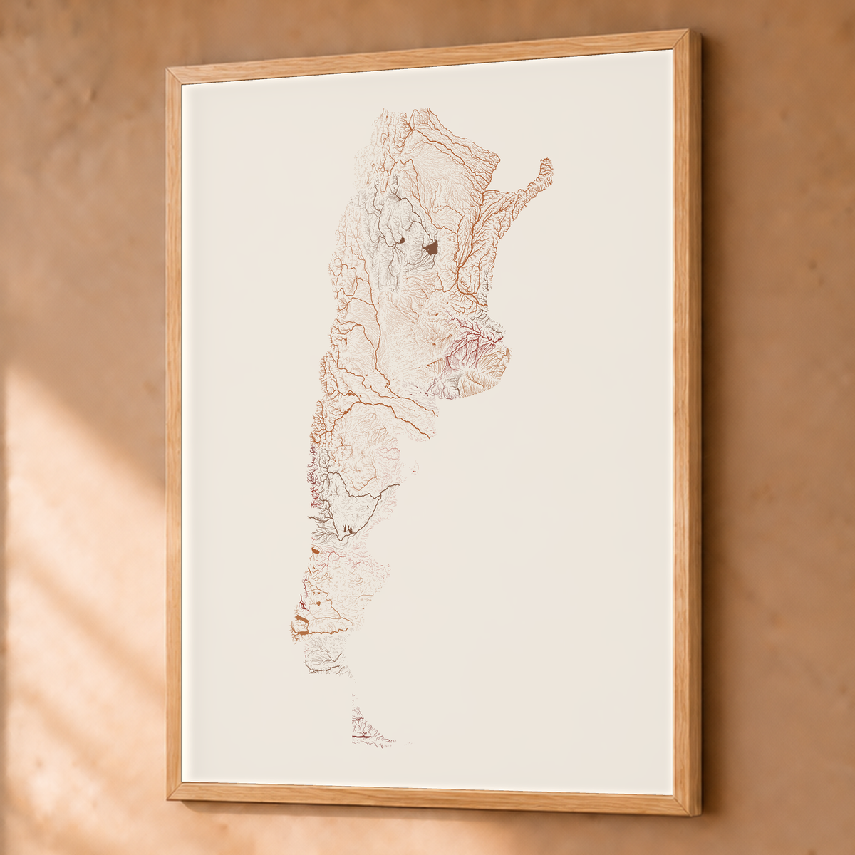 Beautiful Rivers — Argentina — Terracota e areia, Fine art emoldurado · 60 × 80 cm, Natural · Sem margem