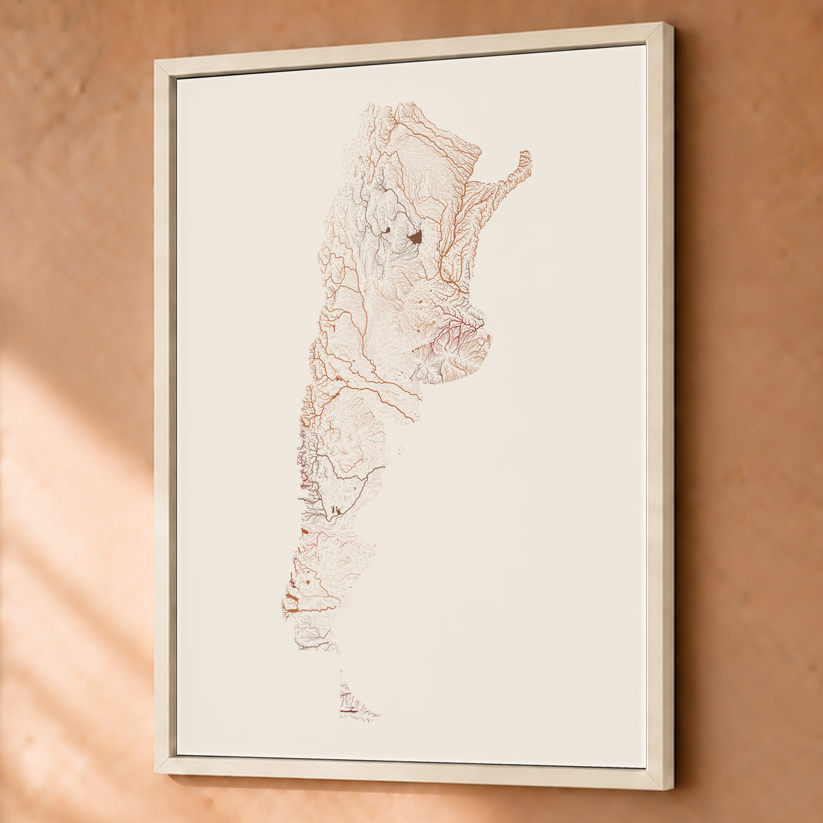 Beautiful Rivers — Argentina — Terracota e areia, Fine art emoldurado · 60 × 80 cm, Branco · Sem margem