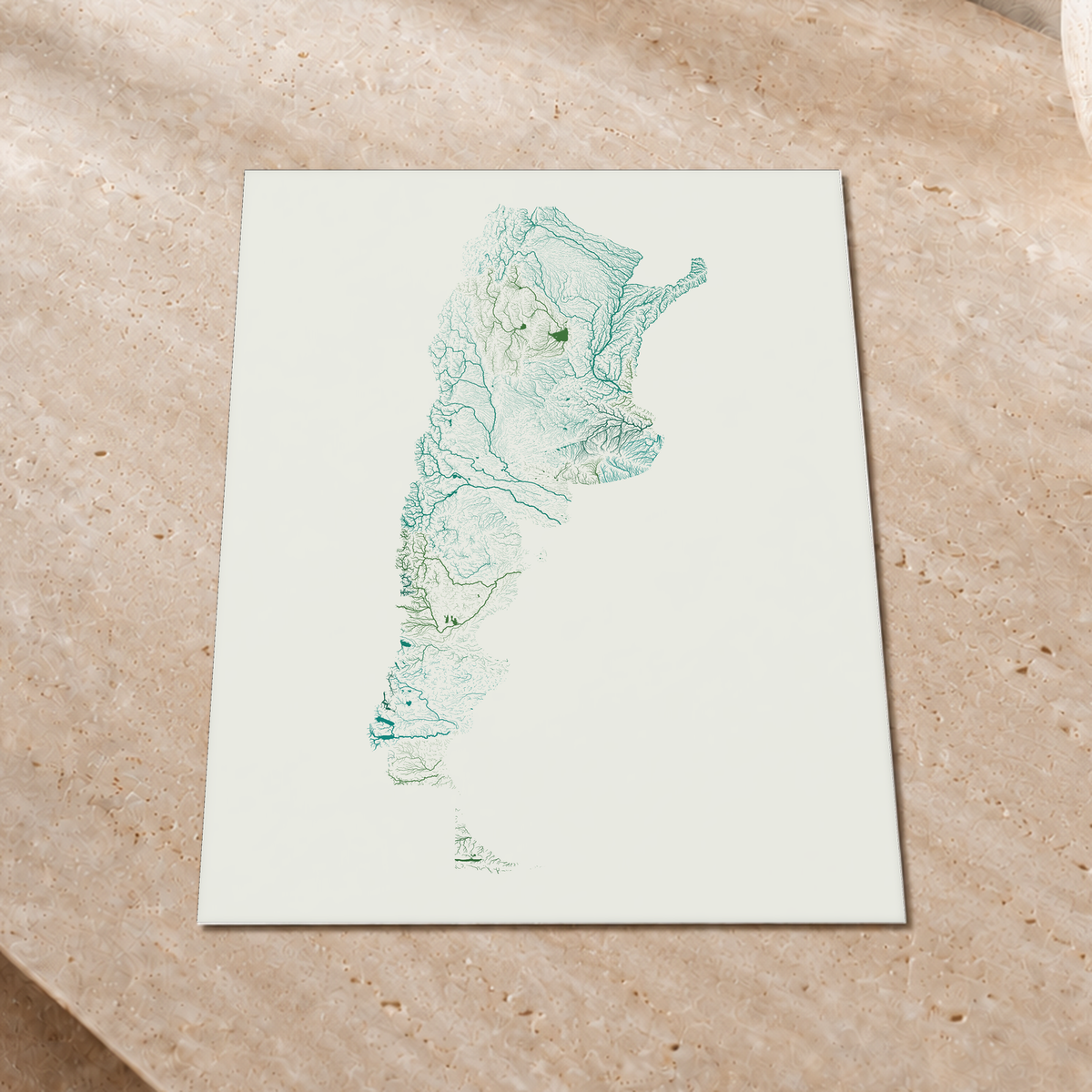 Beautiful Rivers — Argentina — Verde jade e porcelana, Impressão fine art · 30 × 40 cm, Sem margem